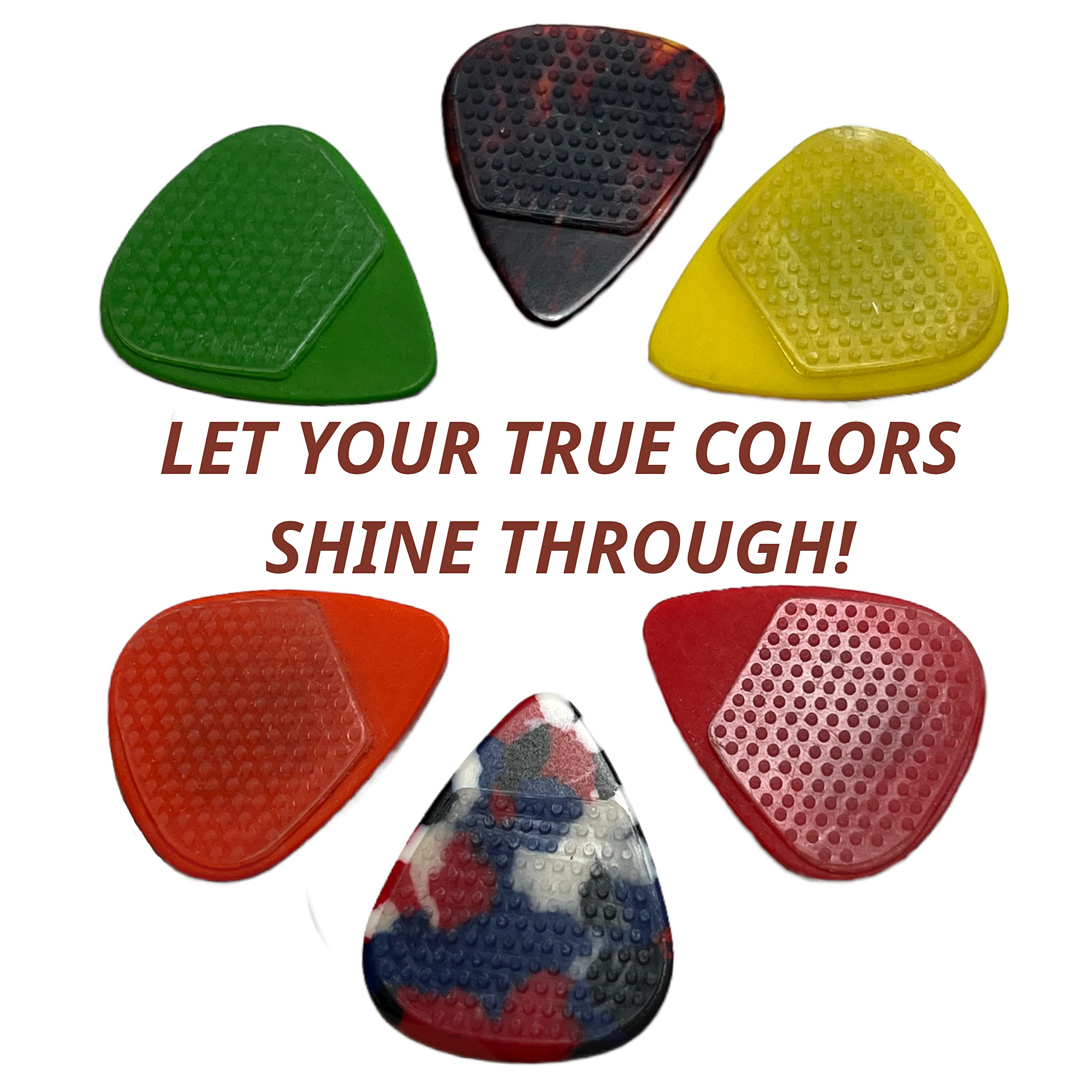 ChillinWell Guitar Pick Grips 16 pc Grippy not Sticky Durable Reusable Soft Stick-On Trimmable Silicone Rubber