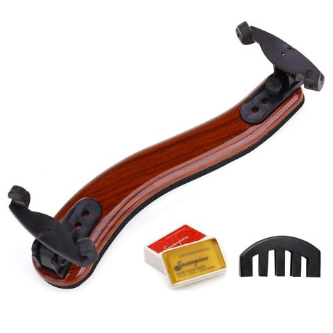 NANYI Violin Shoulder Rest 1/2, Imitation Acacia Wood, Rosin&Practice Mute