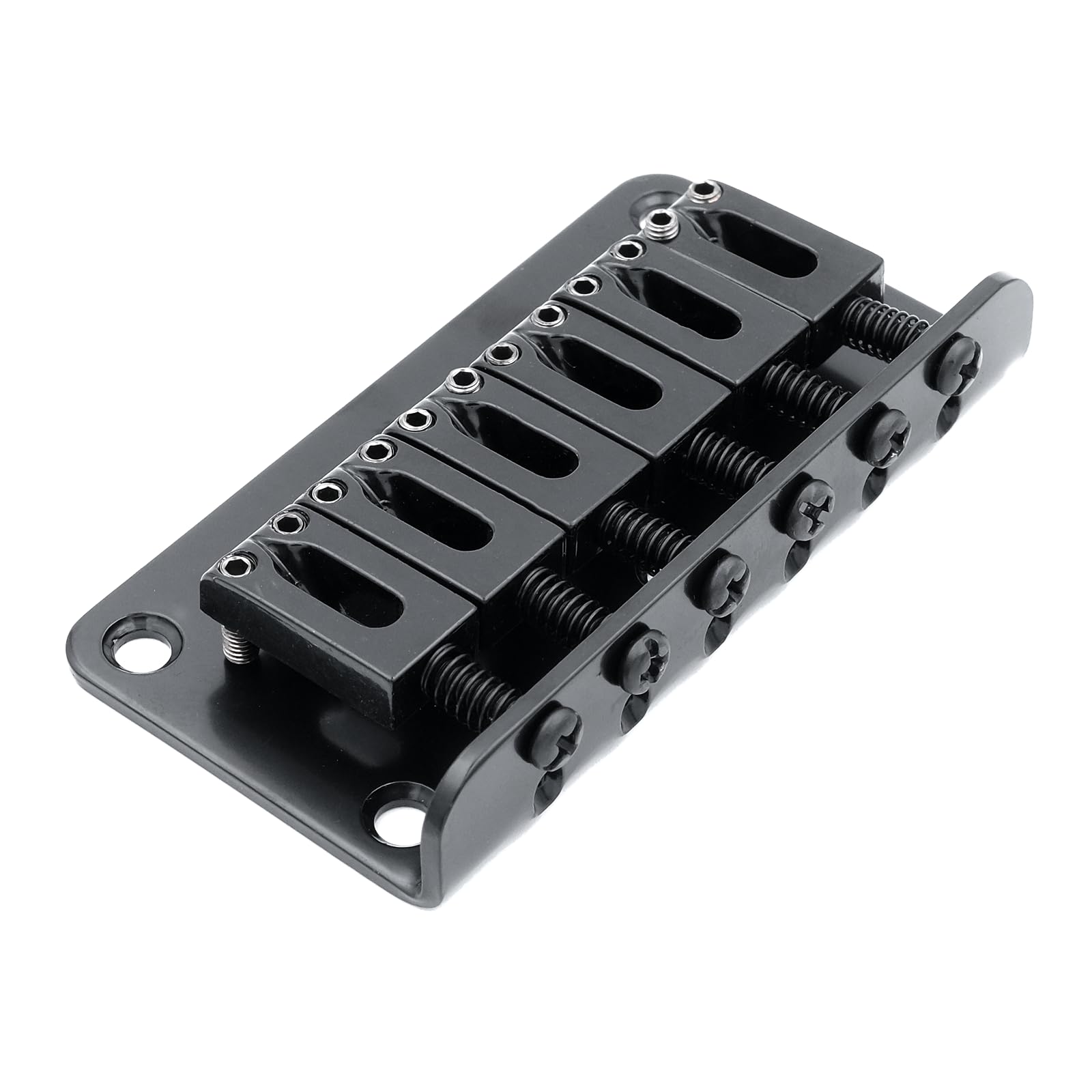 Xuxing 78mm Fixed Hardtail Bridge for 6 String Fender Strat Tele Electric Guitar (Black, 78mm)
