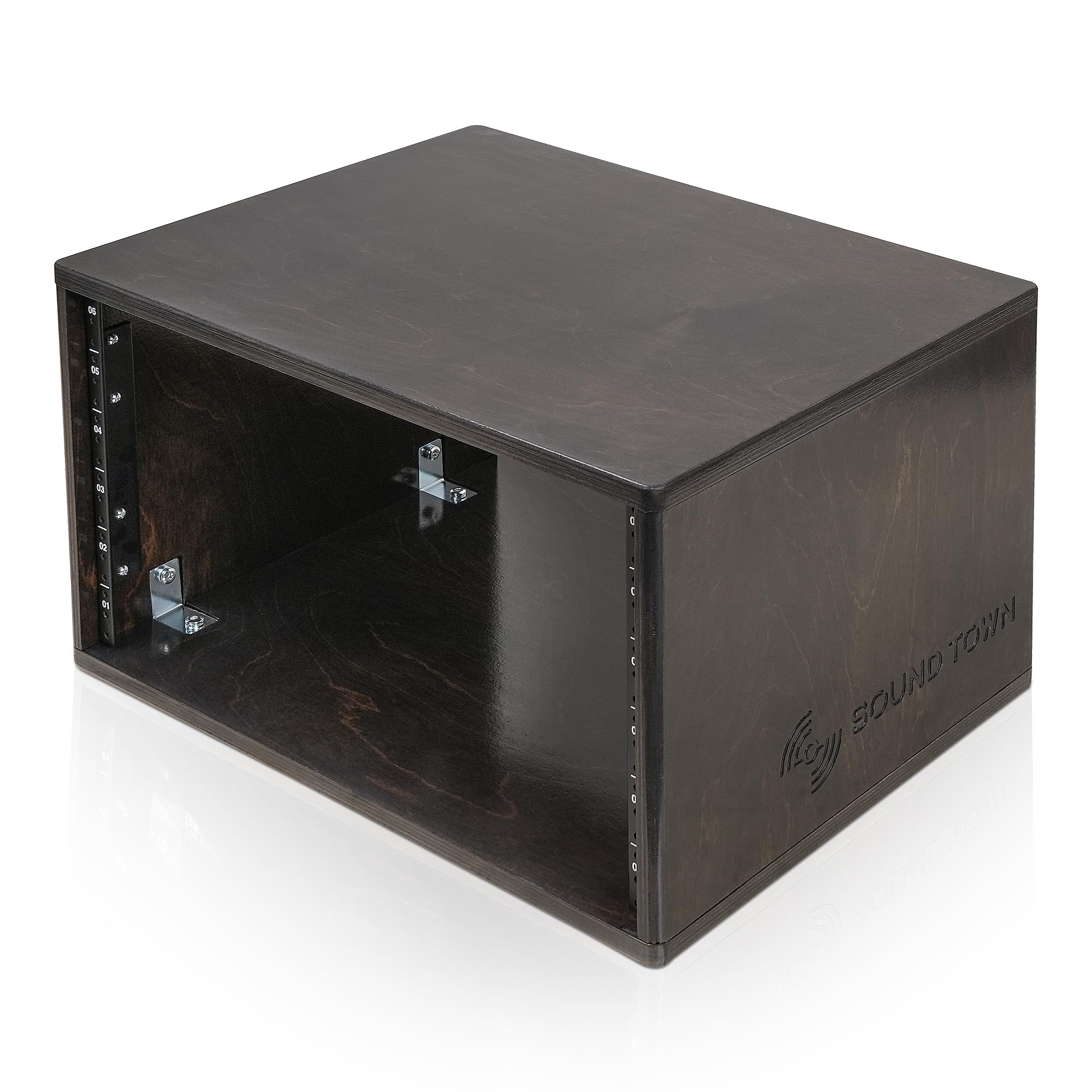 Sound Town DIY 6U Desktop Studio Rack for Home Studio and Recording Room, Baltic Birch Plywood, Black Espresso (SDRK-Y6D)