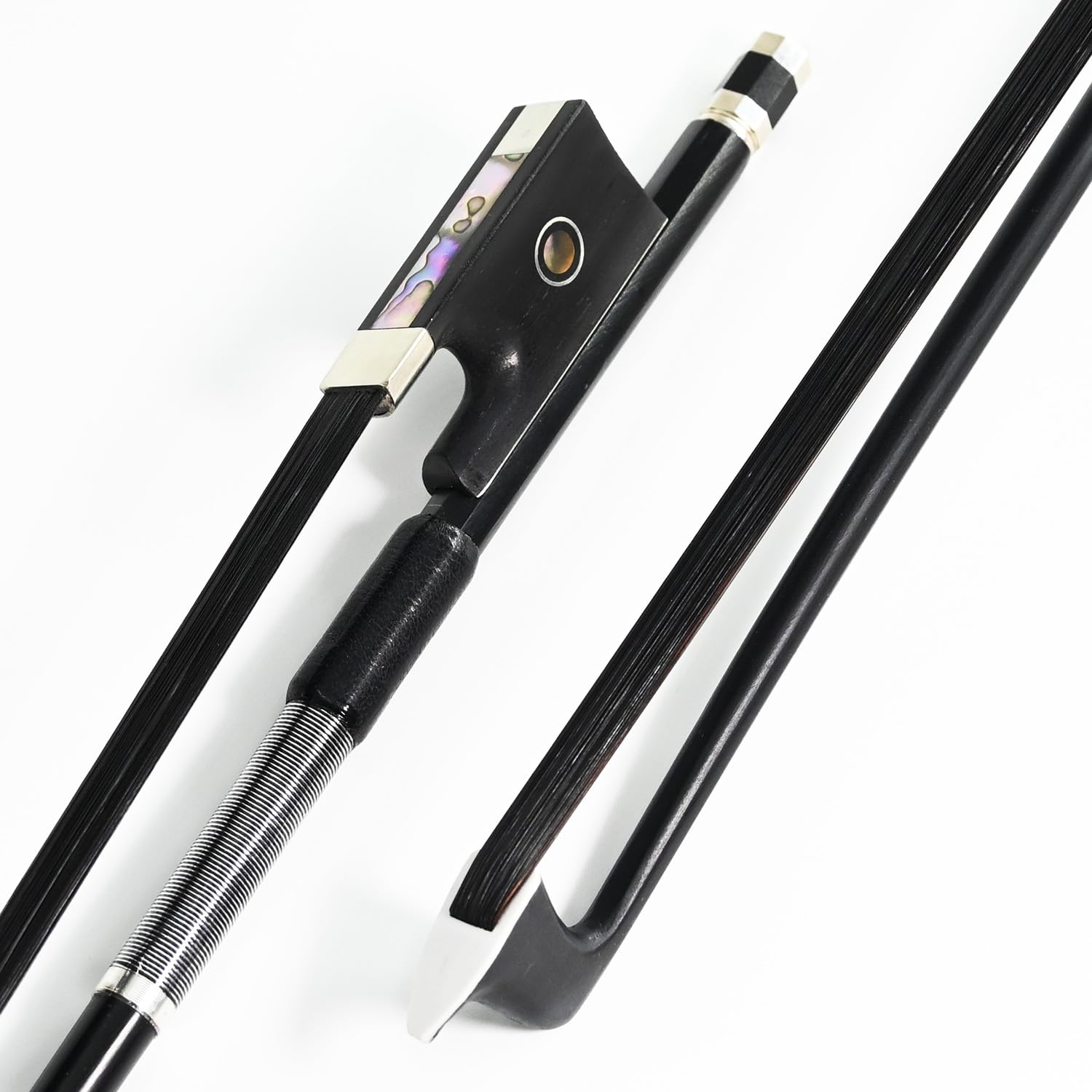 Carbon Fiber Violin Bow 4/4 Size VINGOBOW 100VB 74.5 cm Full 4 4 for Advanced Student Straight Parisian Eyes Ebony Frog Unbleached Mongolian Black Horse Hair Powerful and Wild Tone Smooth Screw