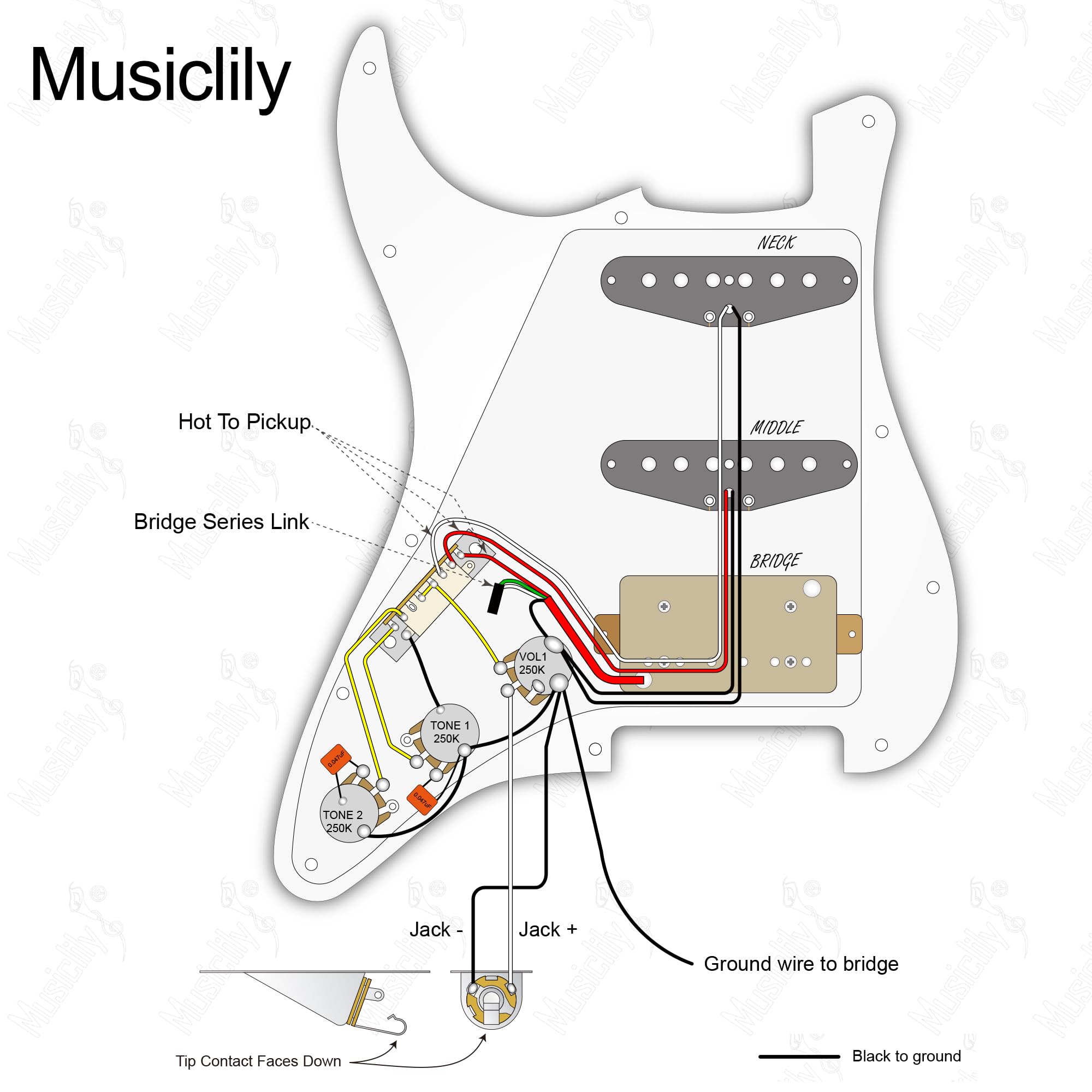 Musiclily Basic Pre-wired Loaded Standard ST HSS Pickguard, Tortoise Shell