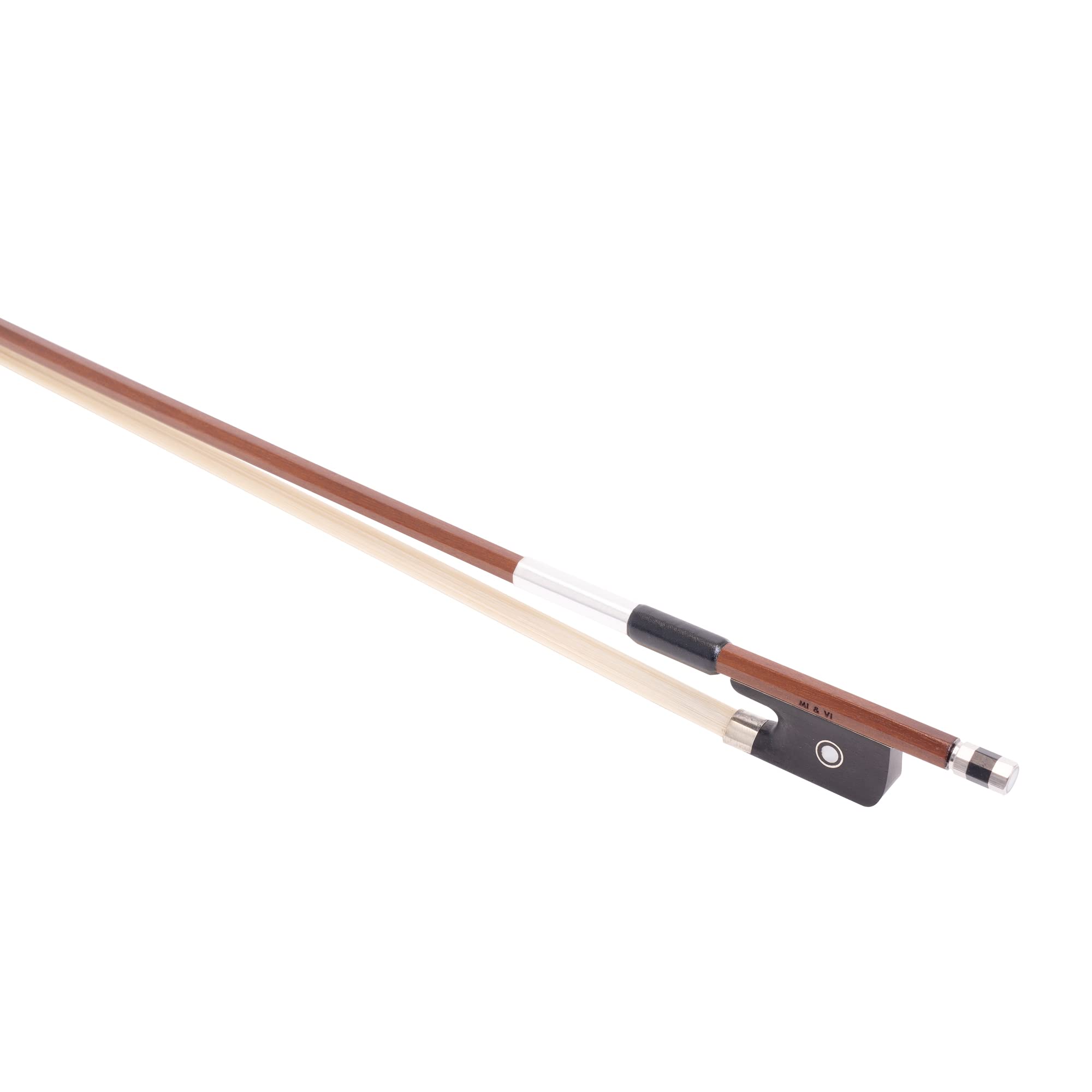 MI&VI AB-510 Brazilwood Viola Bow for 14″-17″ Violas (Full Size) with Ebony Frog | Octagonal Silver Mount | Well Balanced | Light Weight | Mongolian Horse Hair – MIVI Music