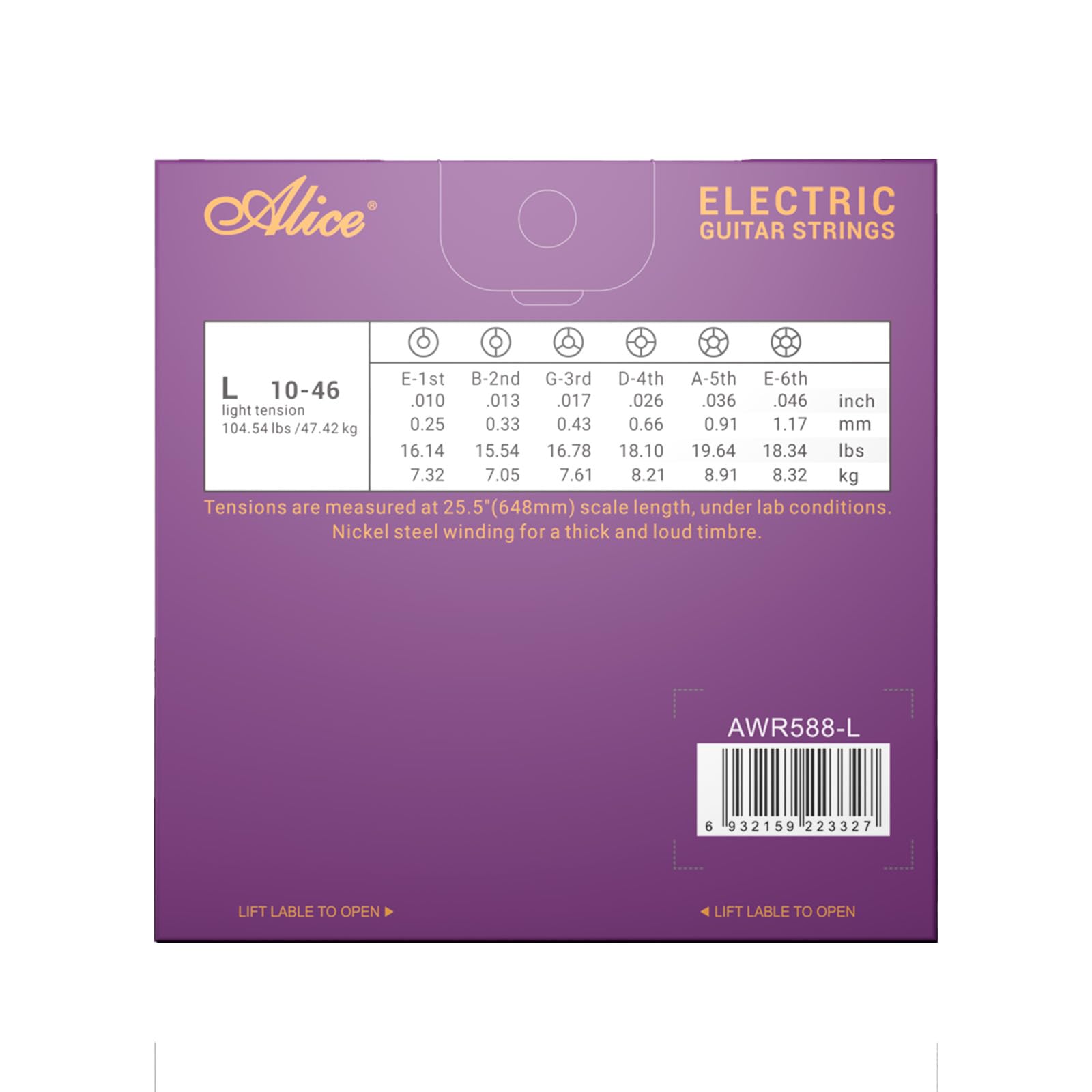 Alice Electric Guitar Strings, Alloy Steel and Nickel Steel Winding Guitar Strings with Ball-End, Comfortable Feel and Bright Tone, Regular Light 10-46, Ideal for Professional Players, Sliver Color