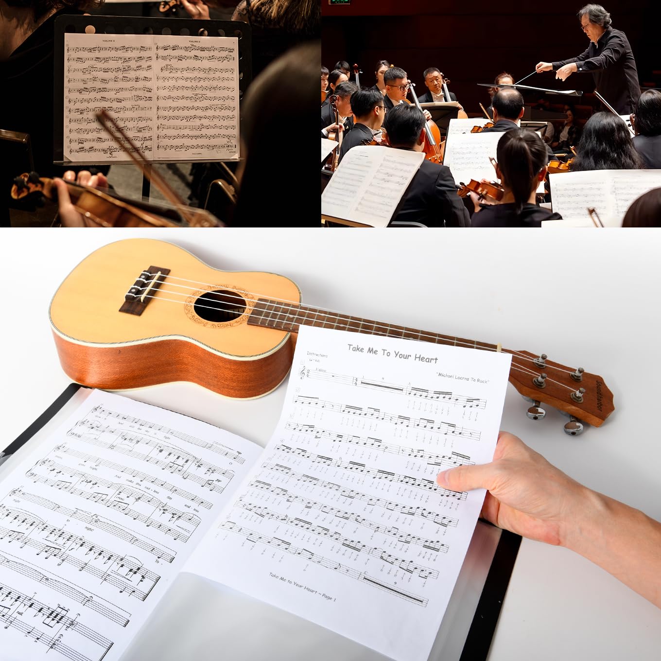 Music Folder,40‑Pocket PP Sheet Music Holder for A4 Documents Black 1Pack