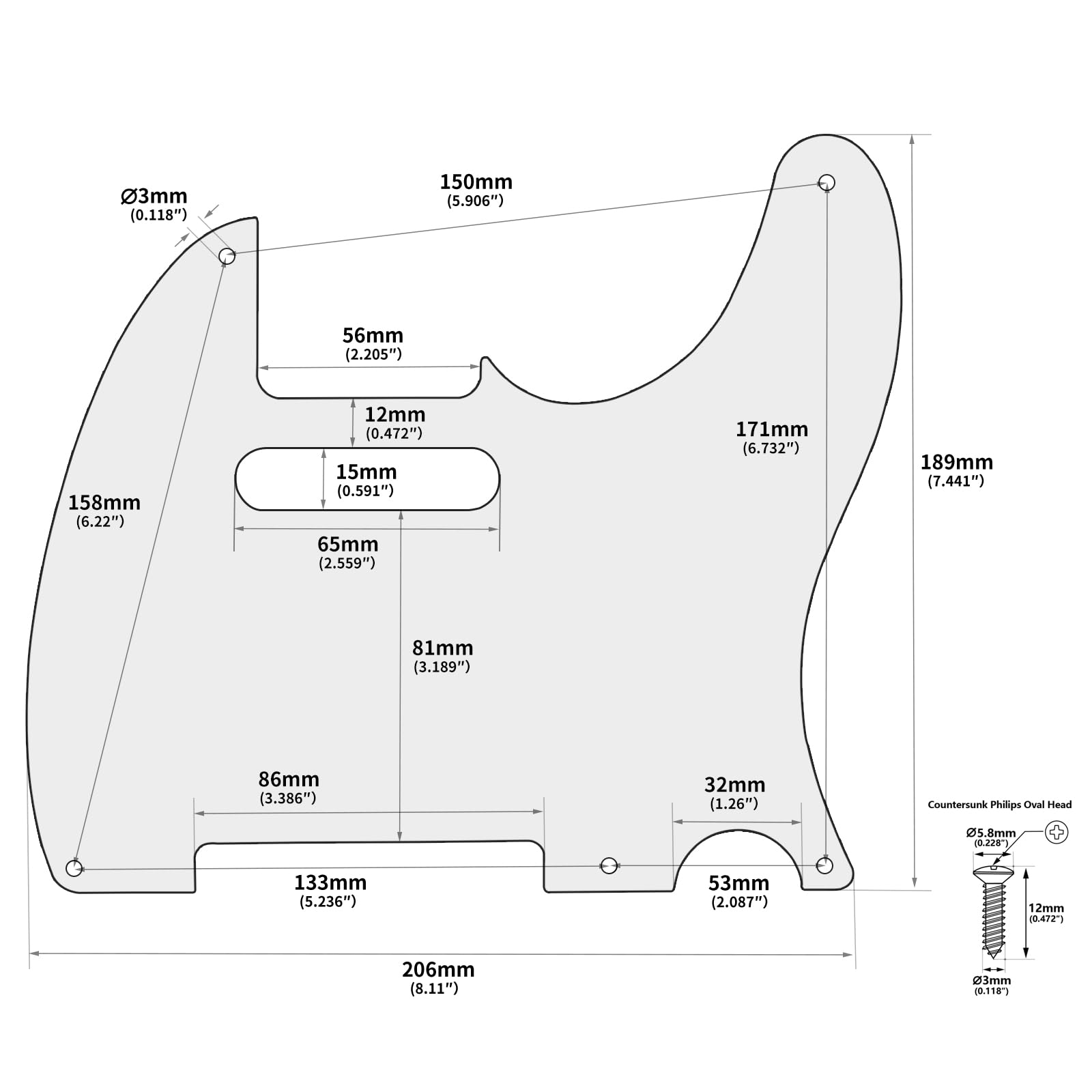 Banworks Vintage Original ’51–’59 5-Hole TL Guitar Pickguard Straight Edge