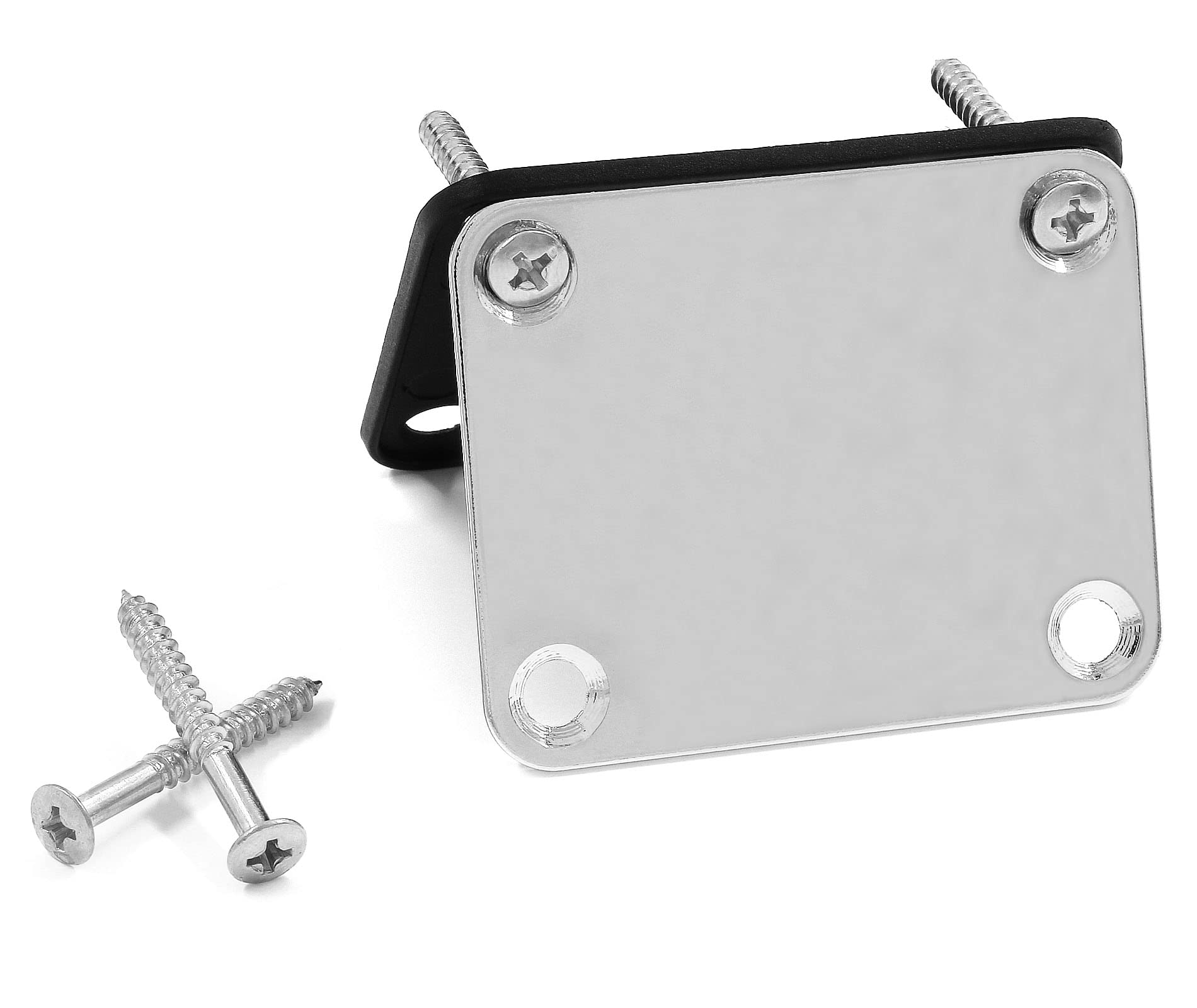 Jersvimc Silver Bass Guitar Neck Plate Replacement with Mounting Screws