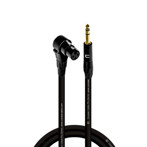 COLUBER CABLE Right Angle XLR Female to 1/4″ TRS Male – 5 Feet – Black – Pro 3-Pin Microphone Connector for Powered Speakers, Audio Interface or Mixer for Live Performance & Recording