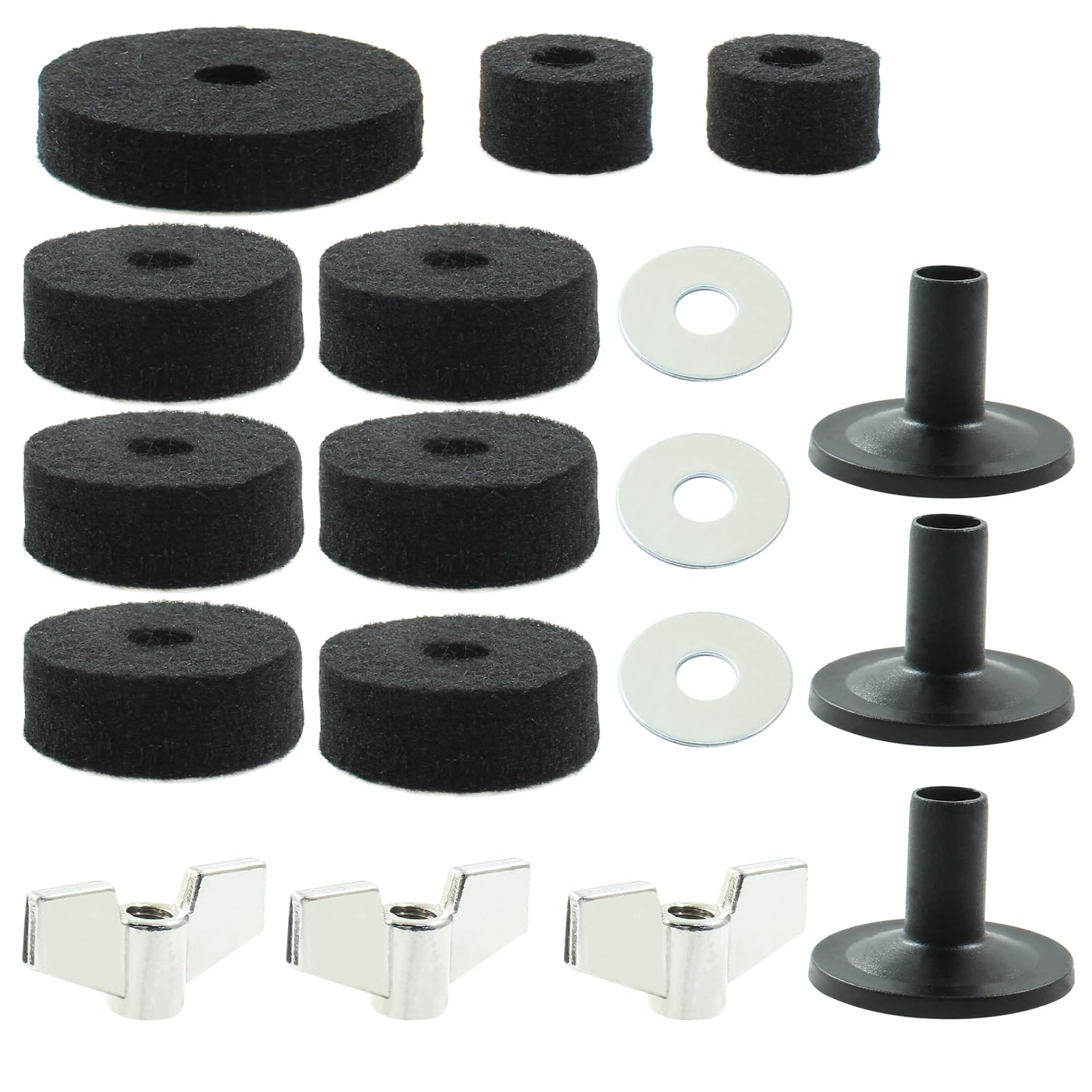 Piutouyar 18 Pcs Black Cymbal Replacement Accessories Set