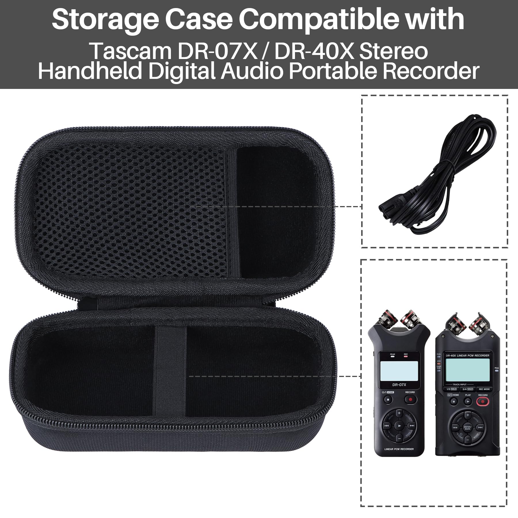 Lebakort Storage Case Compatible with Tascam DR-07X / DR-40X Stereo Handheld Digital Audio Portable Recorder