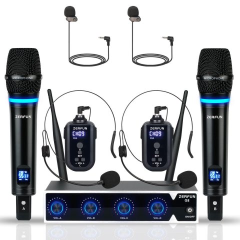 ZERFUN 4 Channel Rechargeable Wireless Microphone System (G8)