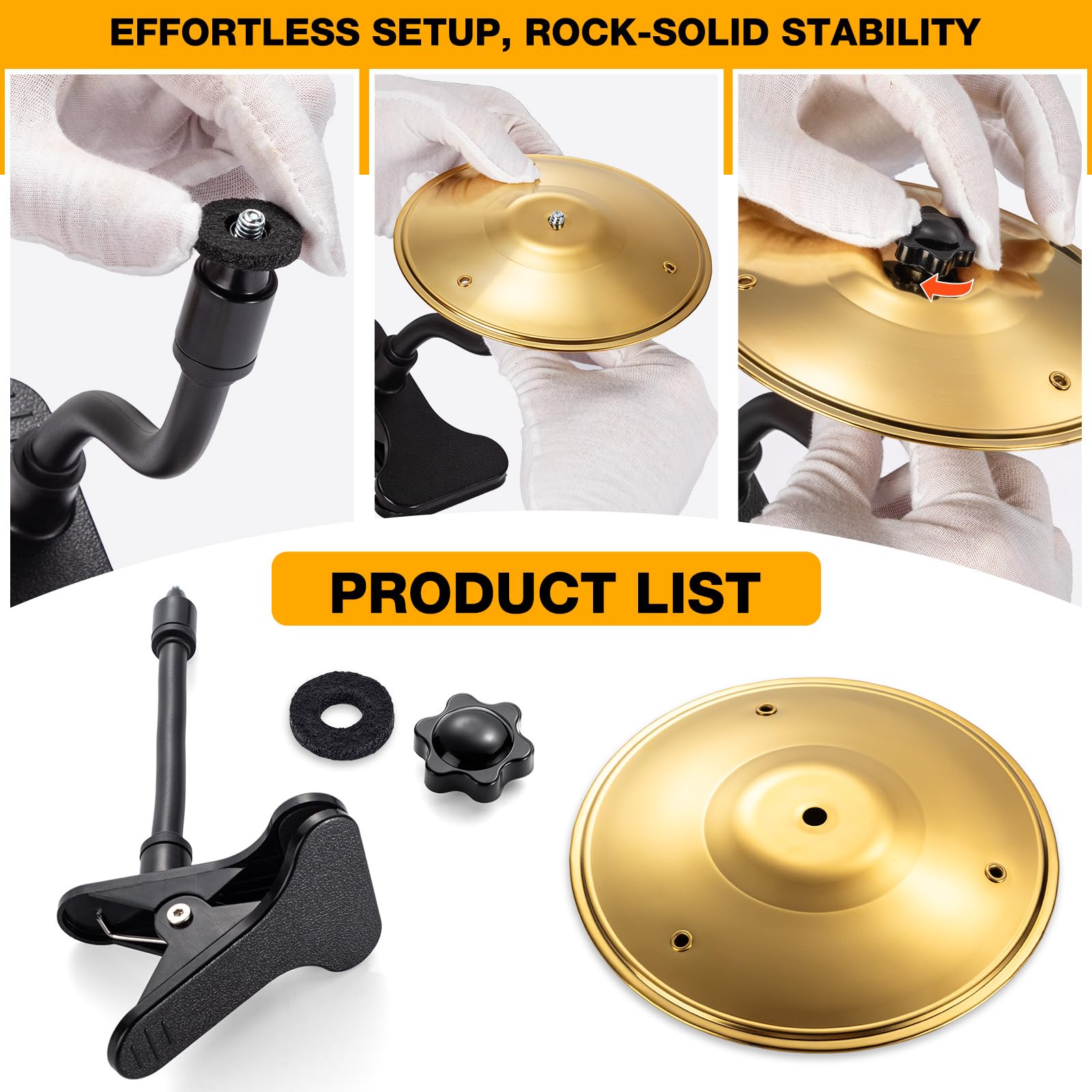 Facmogu Desktop Crash Cymbal, Sturdy Flexible Support Rod, Mini Drum Gadget