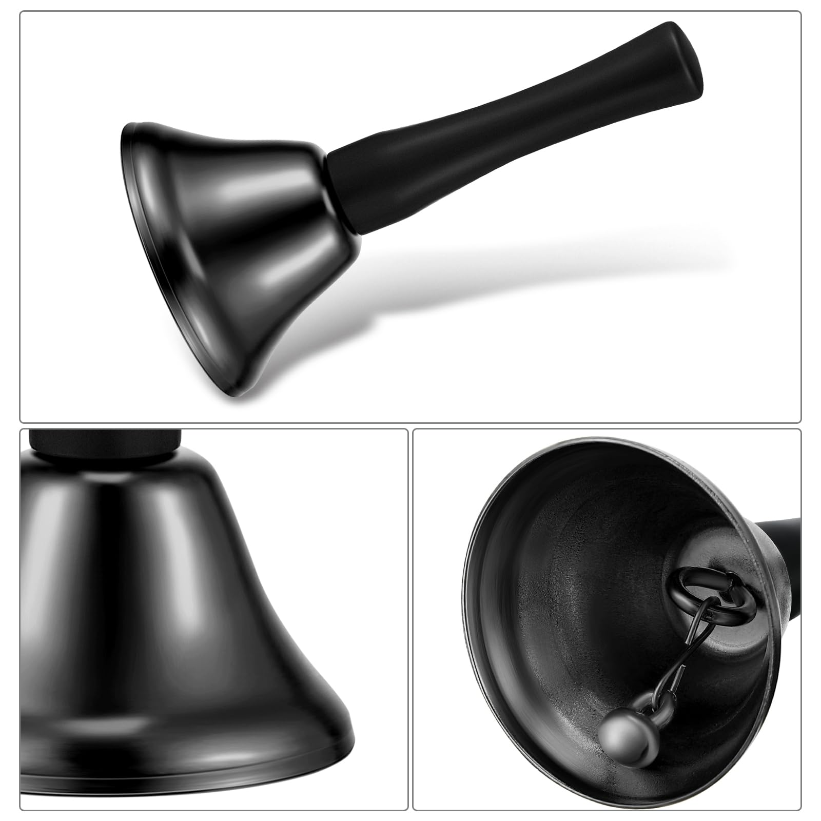 Boao 24 Pack Small Hand Bells Bulk Metal Wedding Bells, Black