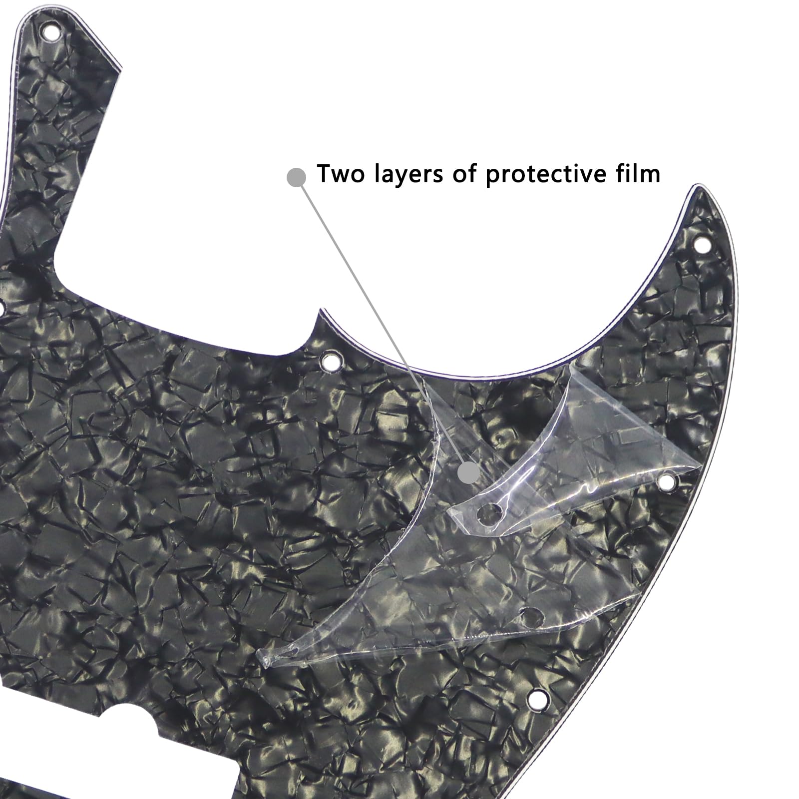 Phrilam 10-Hole Jazz Bass Pickguard for Fender 4 String, Black Pearl 4Ply