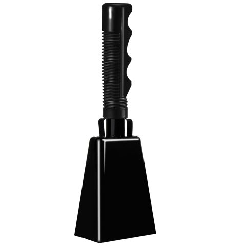 9 Inch Black Cow Bell Noise Makers with Handle Black Steel Cowbell for Sporting Events Cheering Graduation Decor Football Games Party (Black)