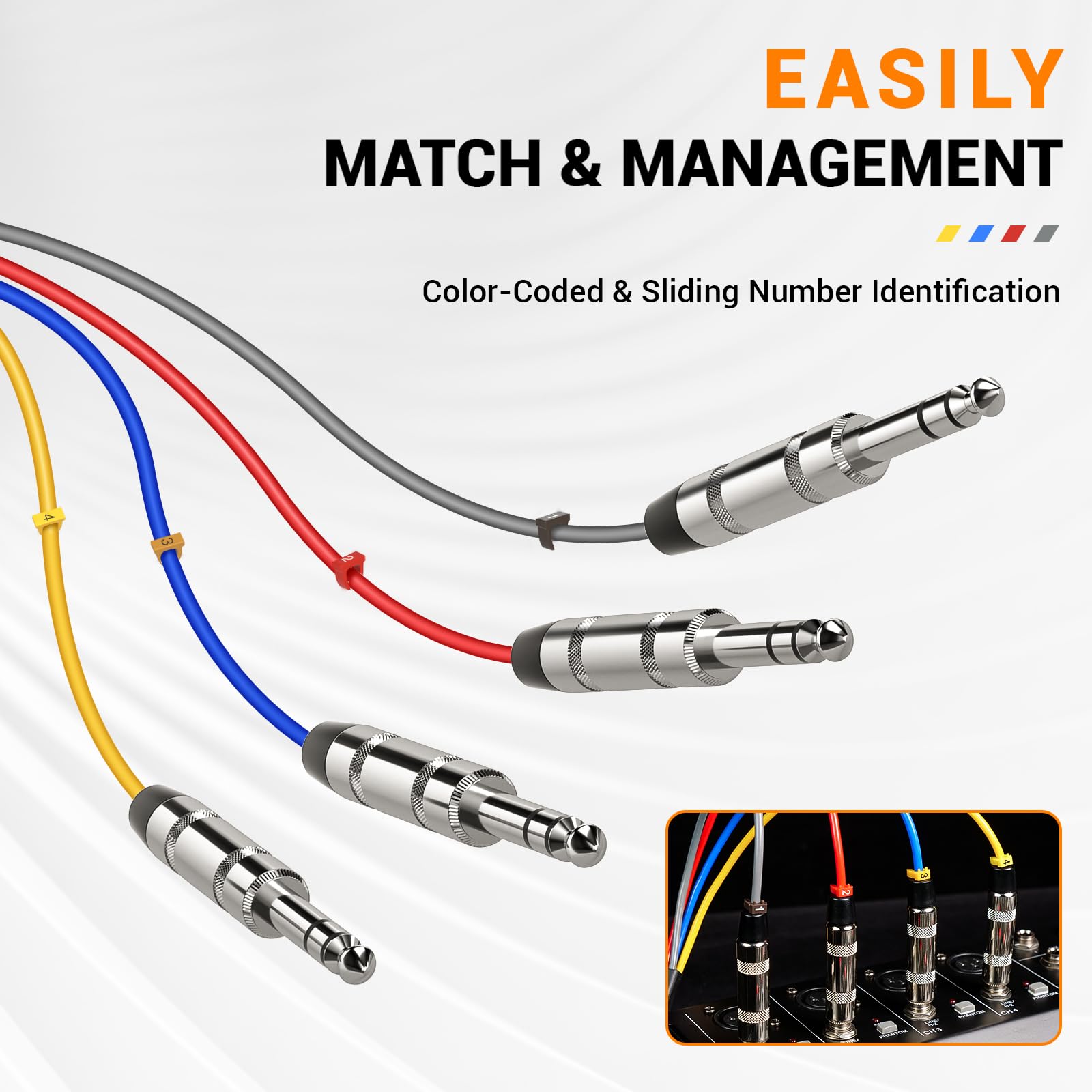 Phenyx Pro 4-Channel 1/4” TRS Snake Cable 10 ft PCBL-QR4IN1-10
