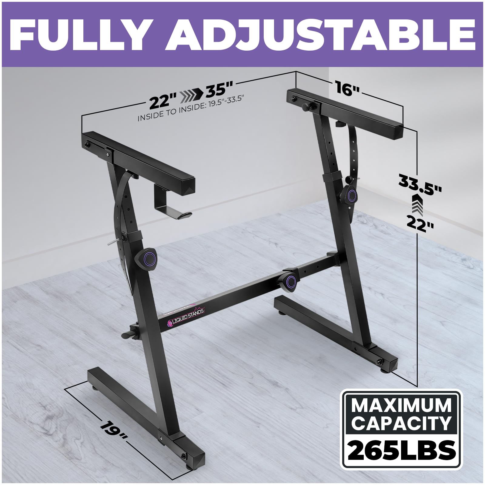 Liquid Stands Piano Keyboard Stand Foldable for Musicians, Sturdy Z-Style