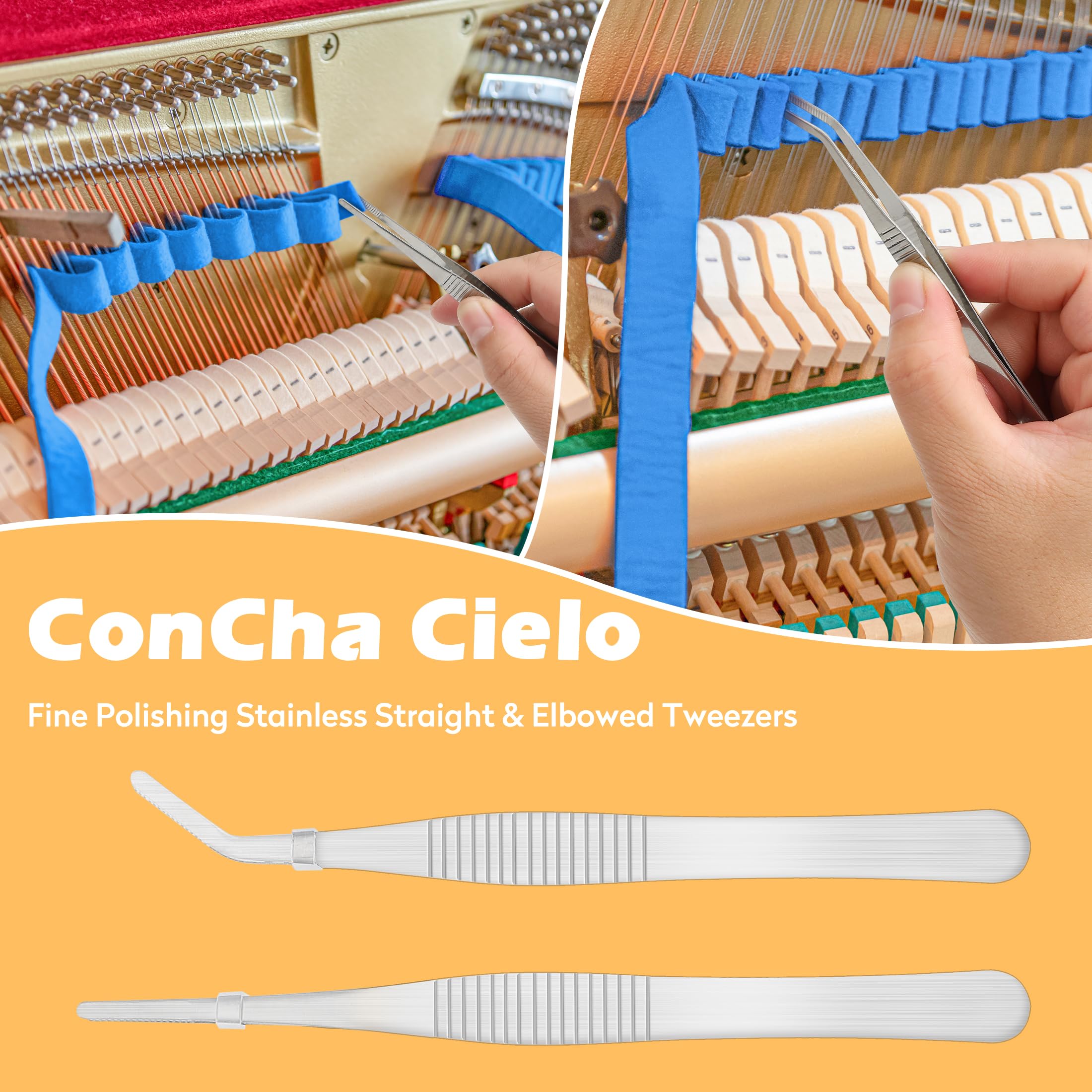 CONCHACIELO Professional Piano Tuning Kit: Universal Piano Tuning Tools Kit Set with Portable Case,Tuning Wrench, Wrench Fastener, Tuning Mute. for Tuning Beginner, Professional Tuner (Pro Set)