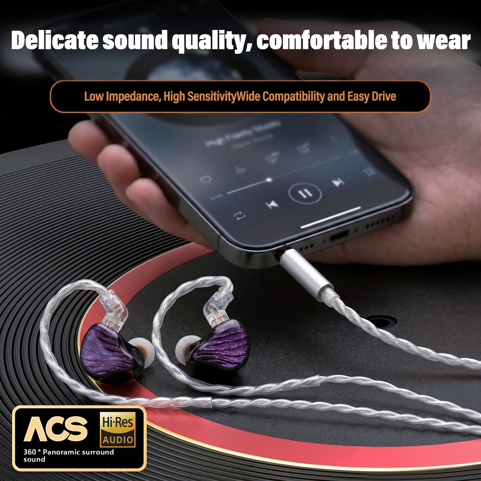 RooRuns HiFi in Ear Monitor Headphones, Wired Stereo IEM Earphones/Earbuds