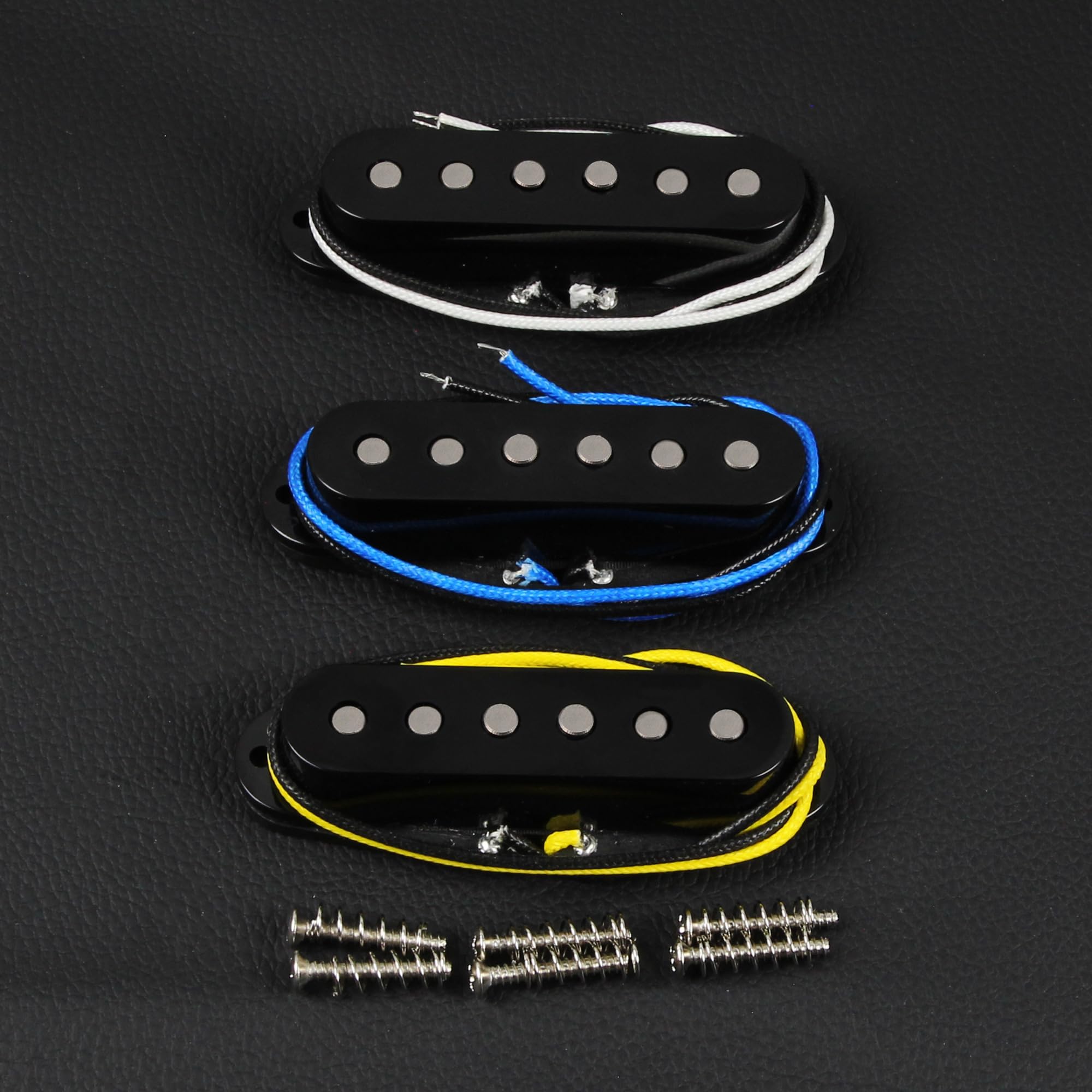 FLEOR Single Coil Pickup Alnico 5 Guitar Neck/Middle/Bridge Pickups Set Staggered, Black