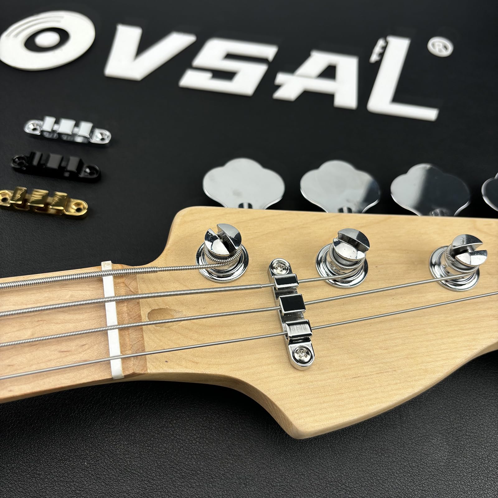 OVSAL Chrome String Retainer Bass Head 3 String Retainer Bass Guitar String Tree Bass String Guide with Mounting Screws