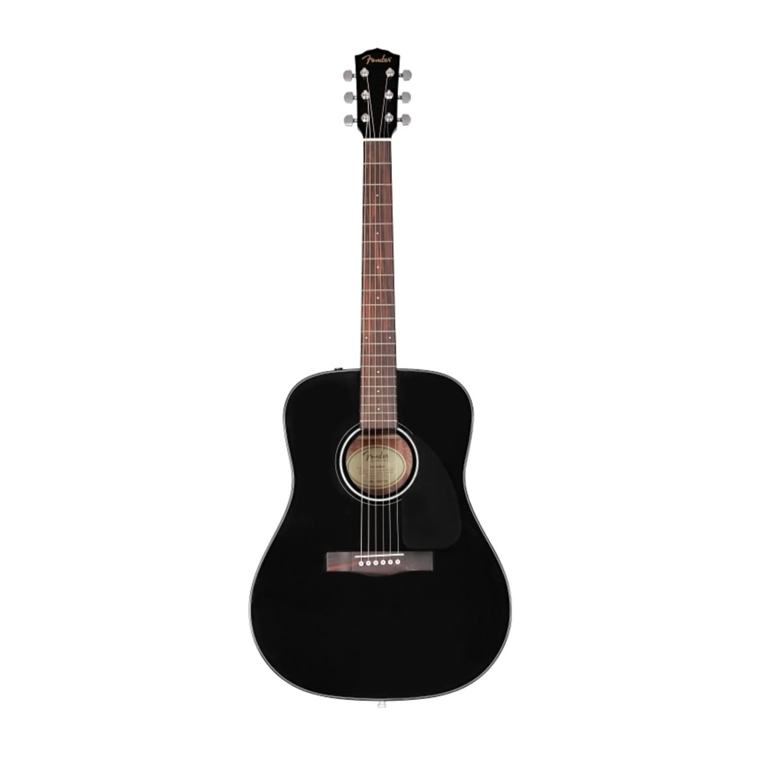 Fender 970110206 Acoustic Guitar, with 2-Year Warranty, CD-60 Dreadnought V3 Classic Design with Rounded Walnut Fingerboard and Alloy Steel Strings, Glossed Black Finish, Spruce Top, Includes Hard-Shell Case
