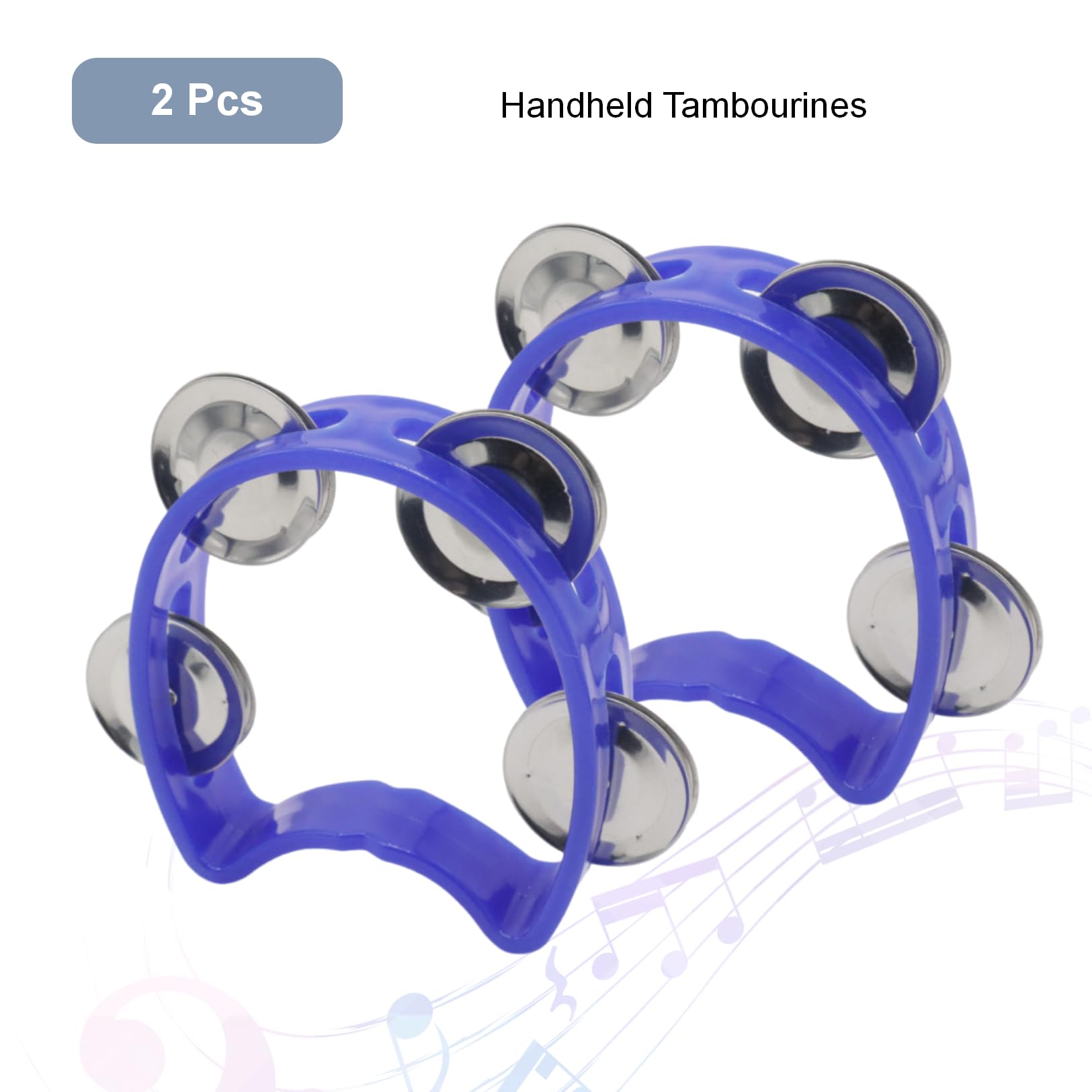 CashBeat 2-Pack Mini Tambourines, Half Moon Handheld with Jingle Bells