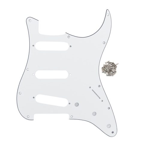 FLEOR 11 Holes ST Style Pickguard SSS Guitar Pickguard Pick Guard Scratchplate with Screws Set,3Ply White