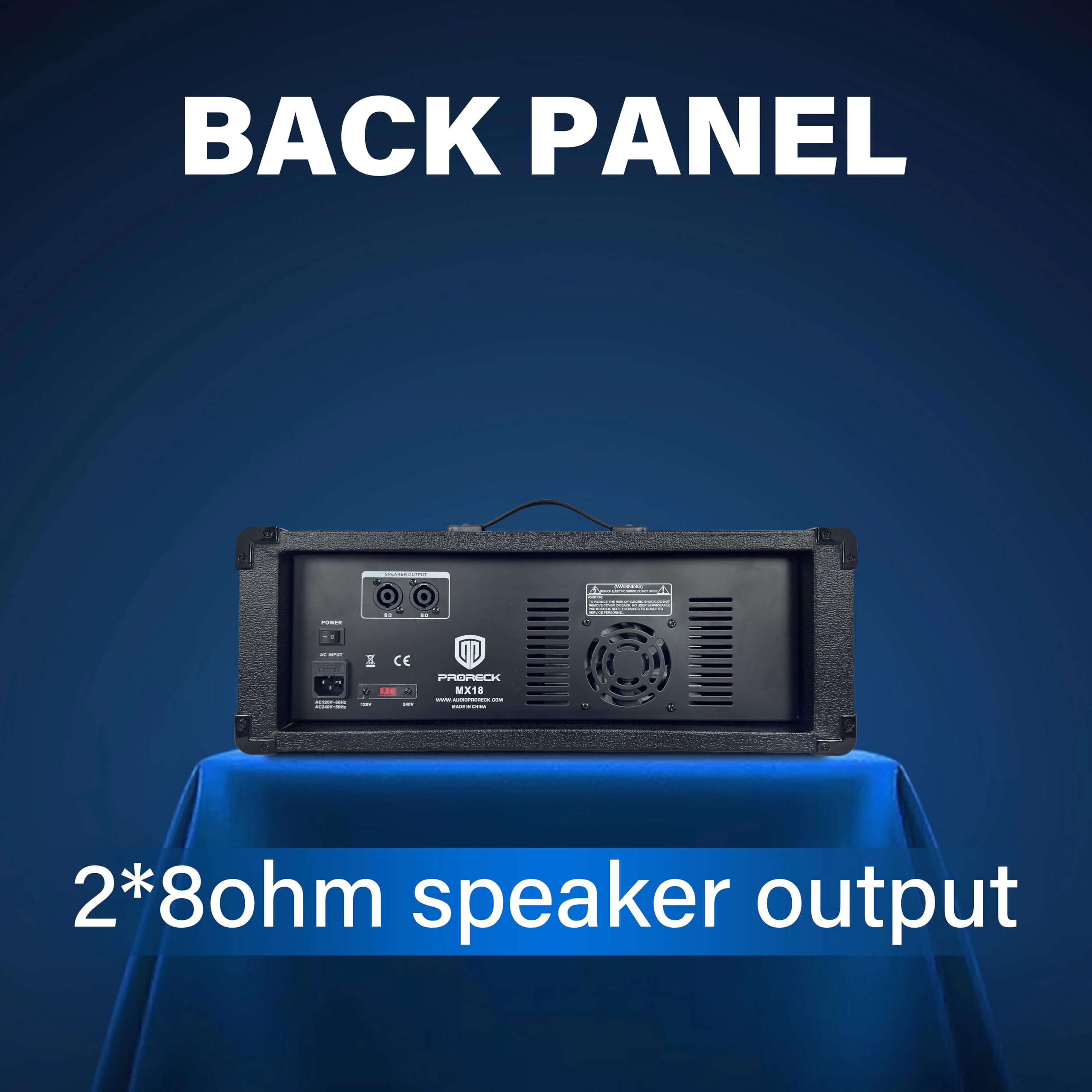 PRORECK Delta 158 2400W Bluetooth PA Speaker System with 8-Channel Powered Mixer, 2 15-Inch Passive Speakers, Stands, Reverb Effects, 15V Phantom Power. Perfect for DJs, Bands, Karaoke, Live Events.