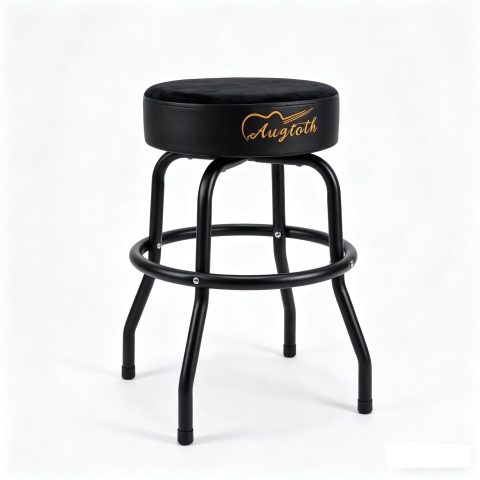 Augioth Rotatable Guitar Stool GT-21, Footrest Support, Velvet, Black