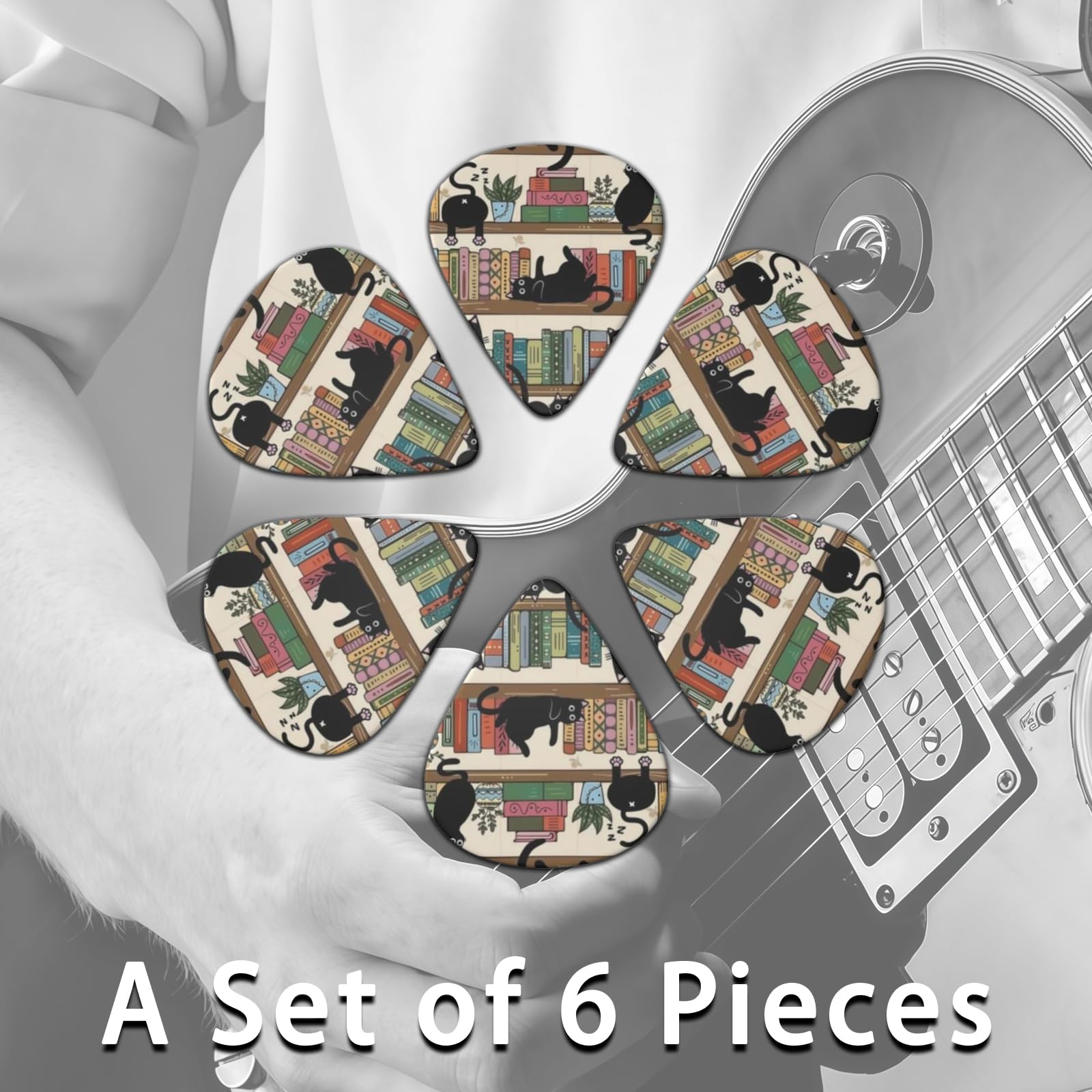 LOZUQII 6 Pack Guitar Picks with Storage Bag, Medium 0.71mm – Cat Bookshelf