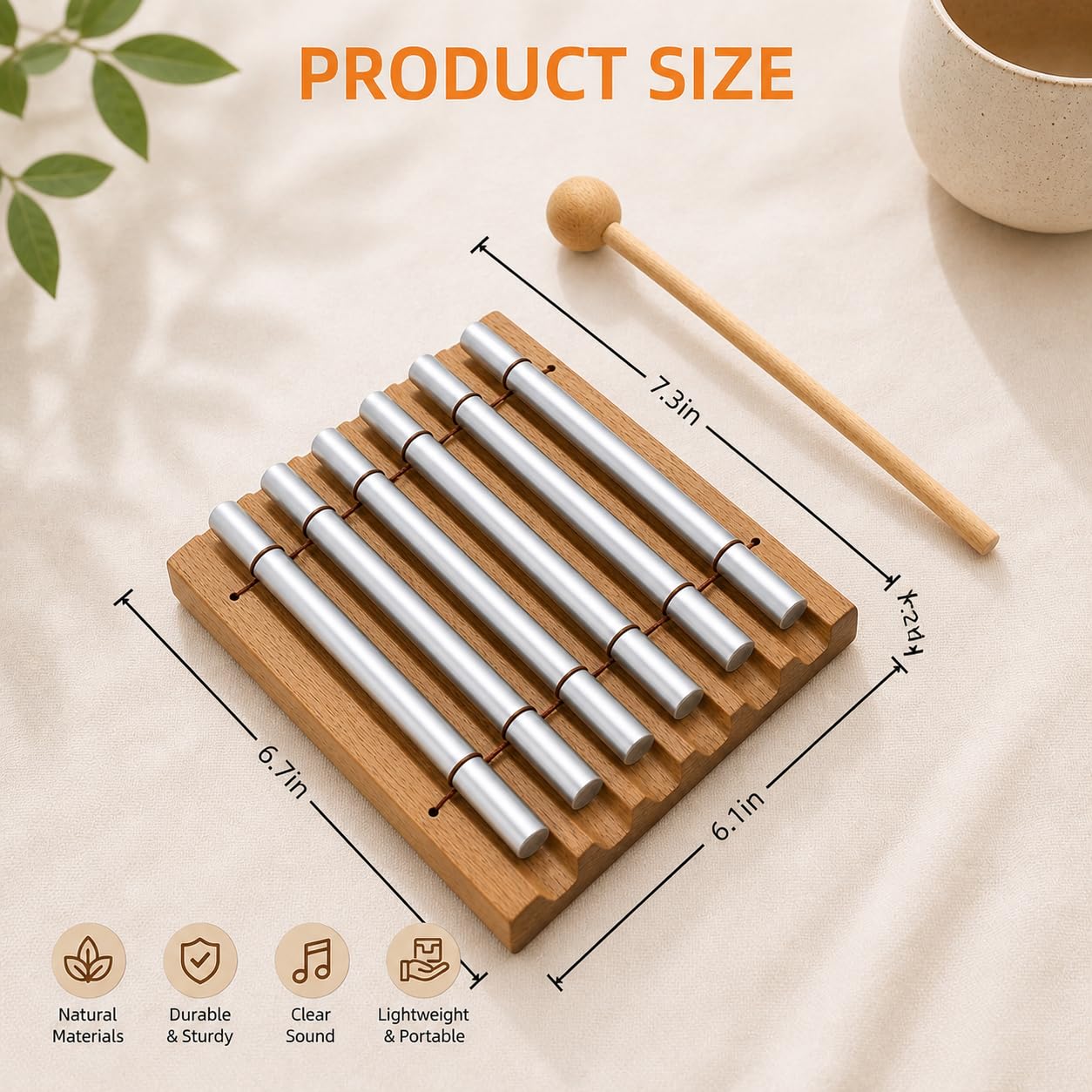 Blinvcra 7 Tone Hand Chime Bell for healing, Meditation Chime Bar with Wooden Mallet for Teachers Classroom Management, Mindfulness Bell Percussion Instrument for Yoga, Prayer, Focus and Relaxation