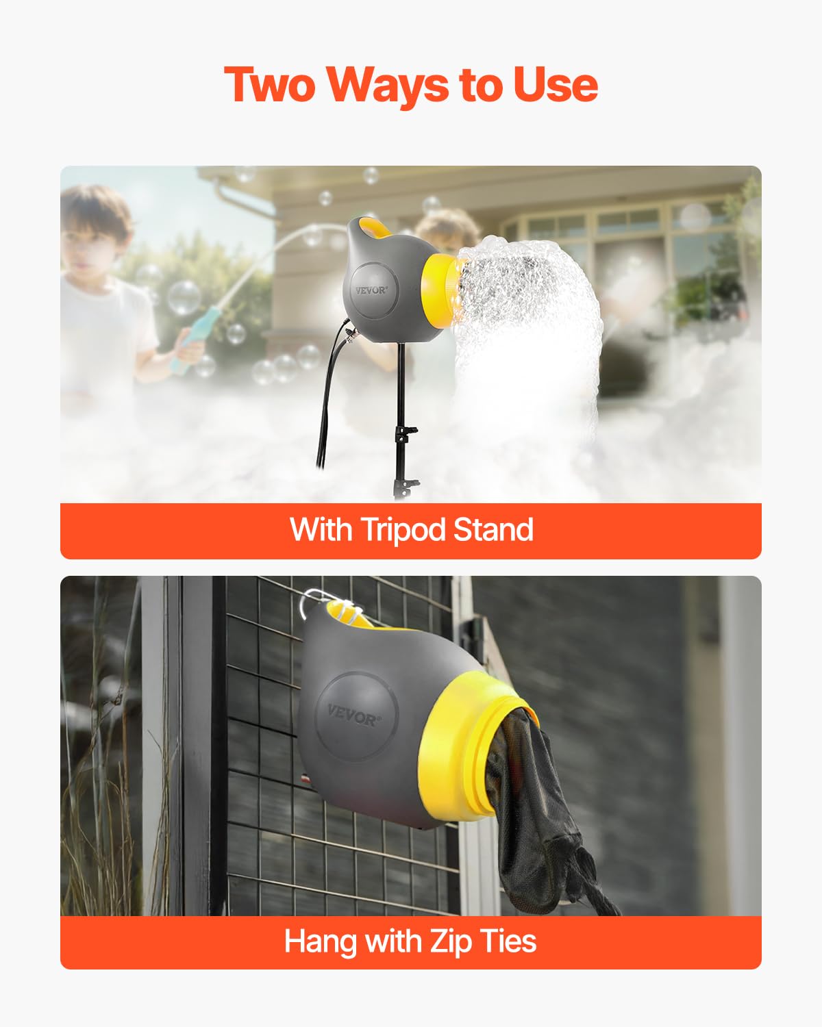 Vevor Foam Machine, 115 W Party Foam Cannon, Portable Foam Maker with Tripod Stand, Backyard, Pool, Outdoor Events, Birthdays, Celebrations, Grey and Yellow