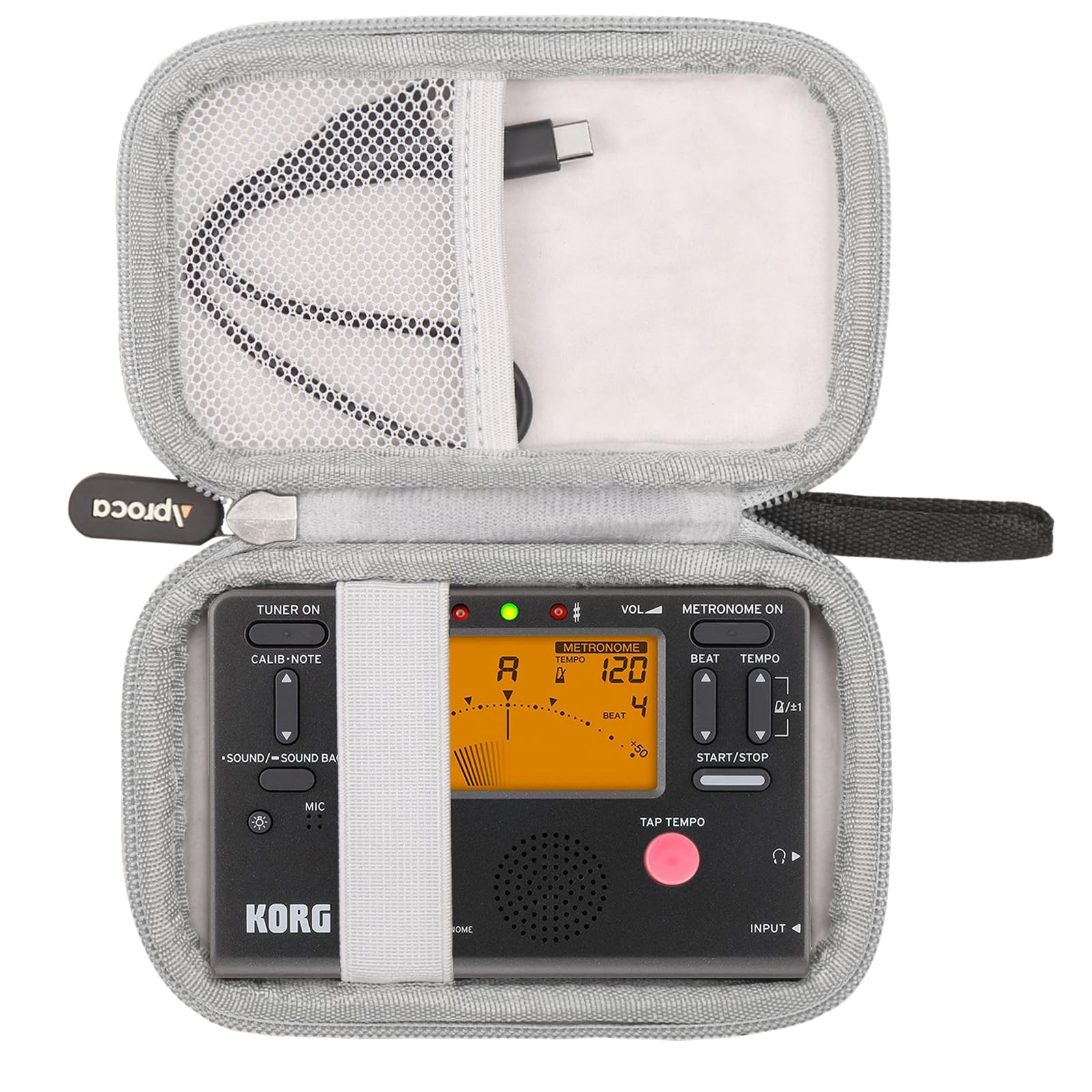 Aproca Case Compatible with Korg TM-70T / TM60BK / WEGROWER Tuner Metronome, Portable Storage Bag for Accessories -Black (Case Only)