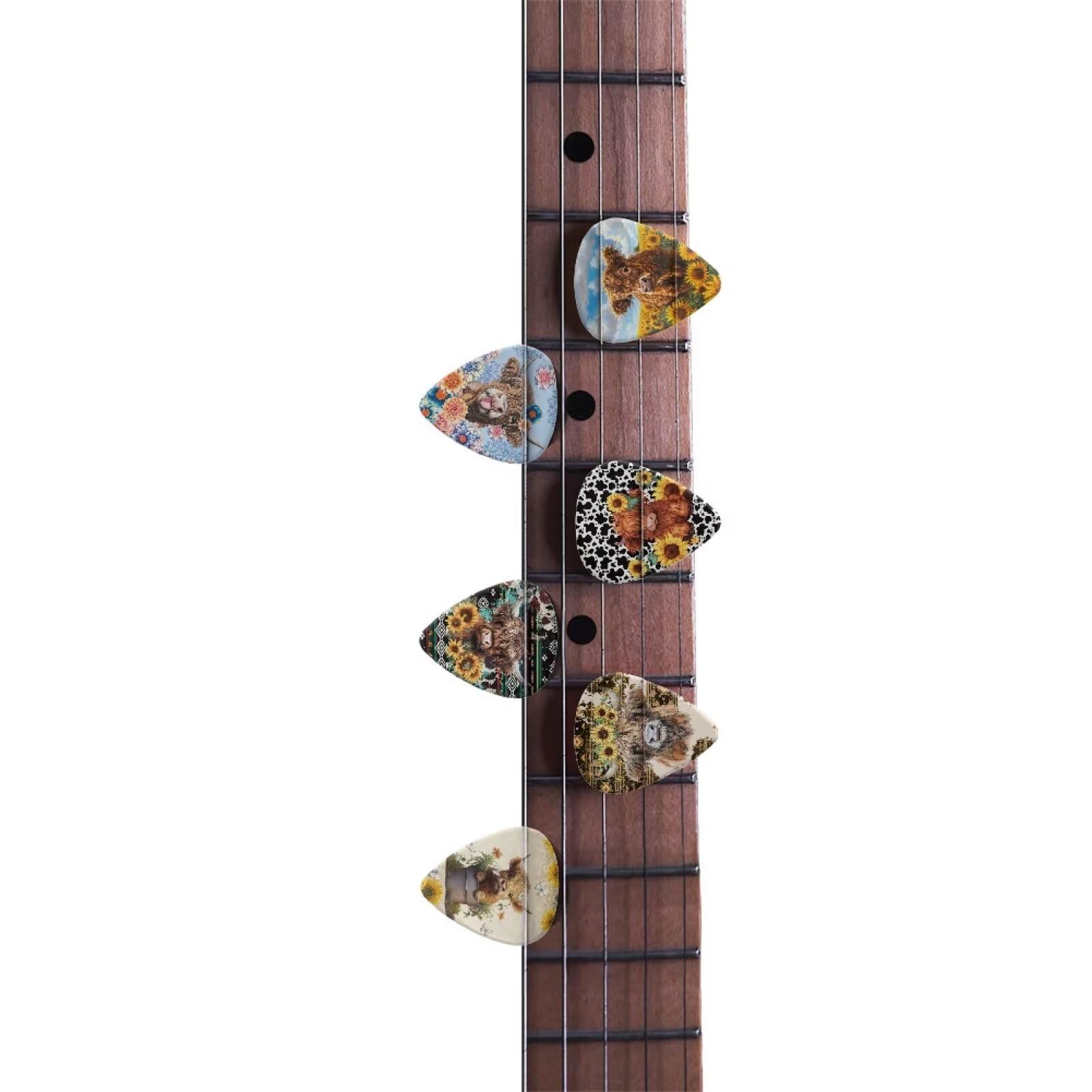 KEIAHUAN Highland Cow Guitar Plectrums Picks Electric Acoustic Guitar Lovers Gifts 6 Pack Includes Thin Medium Heavy Gauges