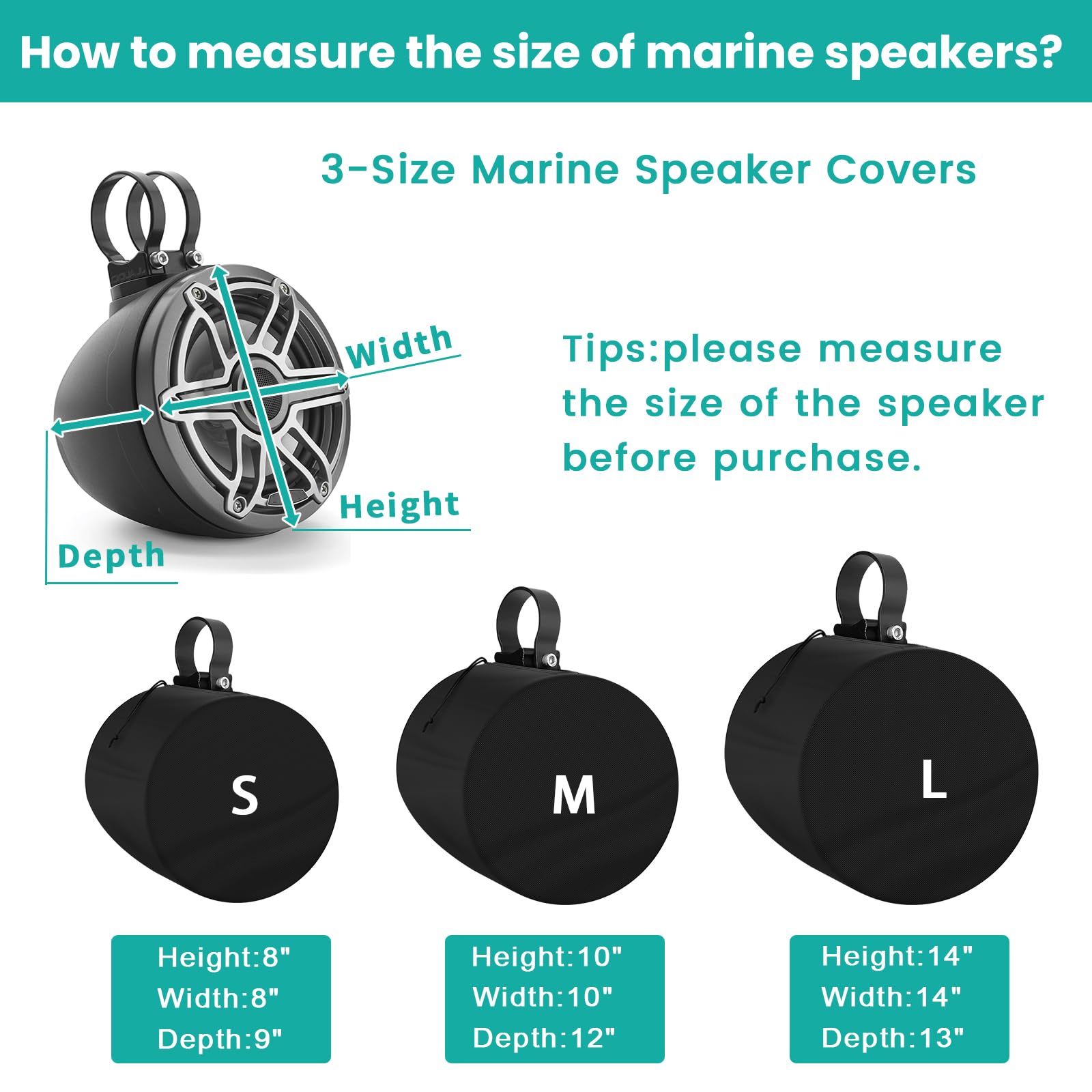 2 Packs Boat Speaker Cover, 900D Marine Wakeboard Tower Speaker Cover
