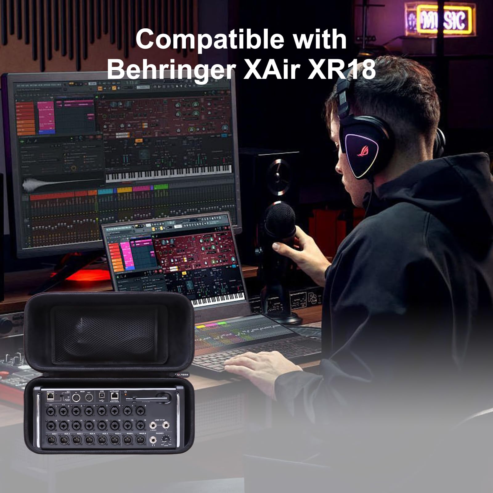 LTGEM Case Compatible with Behringer X Air XR18 / XR16 / XR12 Digital Mixer(Case Only)
