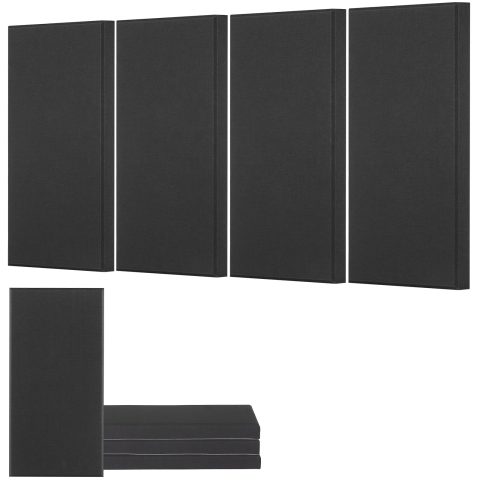 VEVOR 4 PCS Acoustic Panels, 2 inch Thick 23.6 x 11.8 inch Fiberglass Sound Absorbing Panels, Self-Adhesive Soundproof Wall Boards, for Studios, Office, Home Theater,Meeting Room, Black