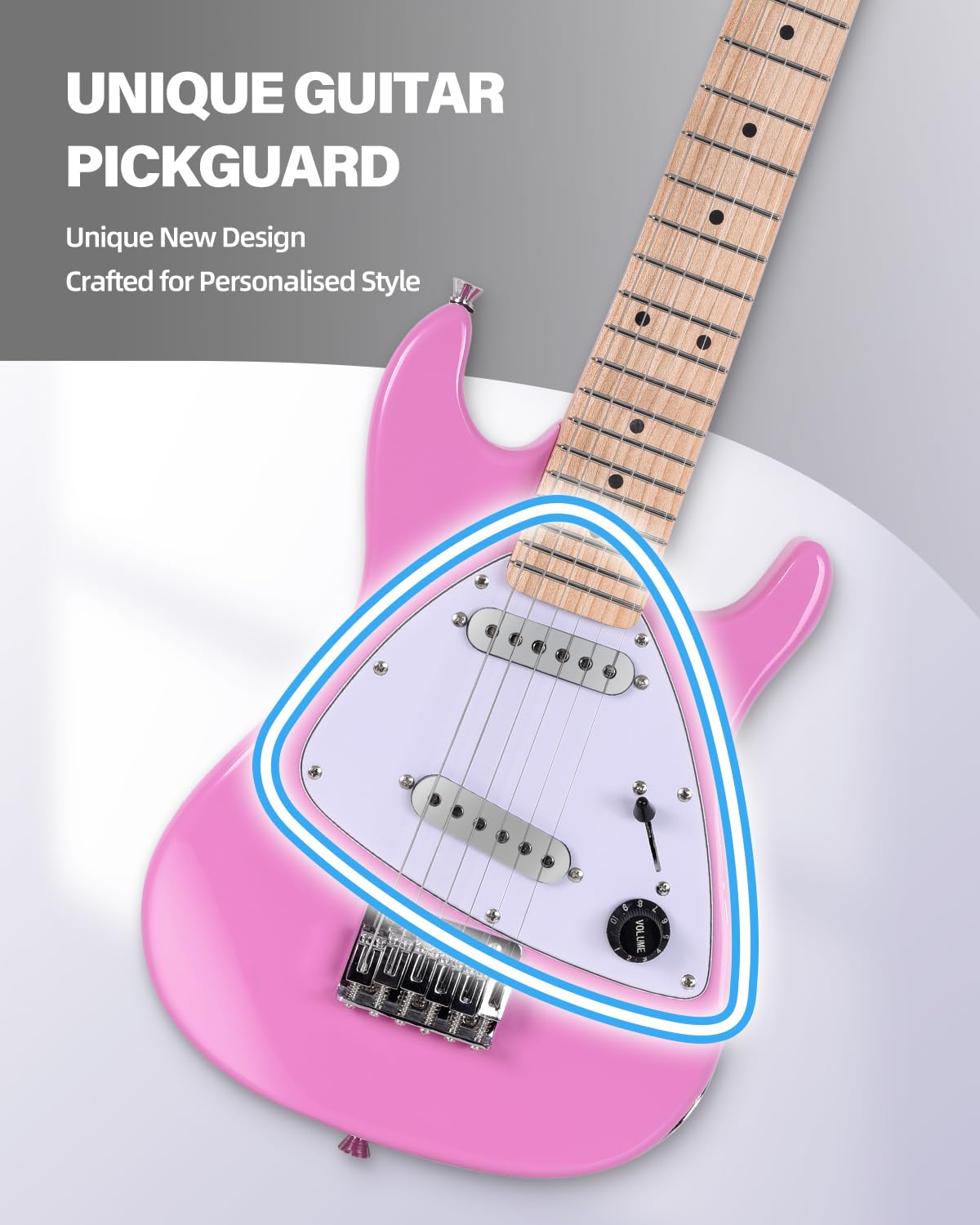 Winzz 30 Inch Kids Electric Guitar Beginner Kit, Junior 1/4 Size Mini Electric Guitar for Children Complete Stater Set with Amp, Gloosy Pink Colour