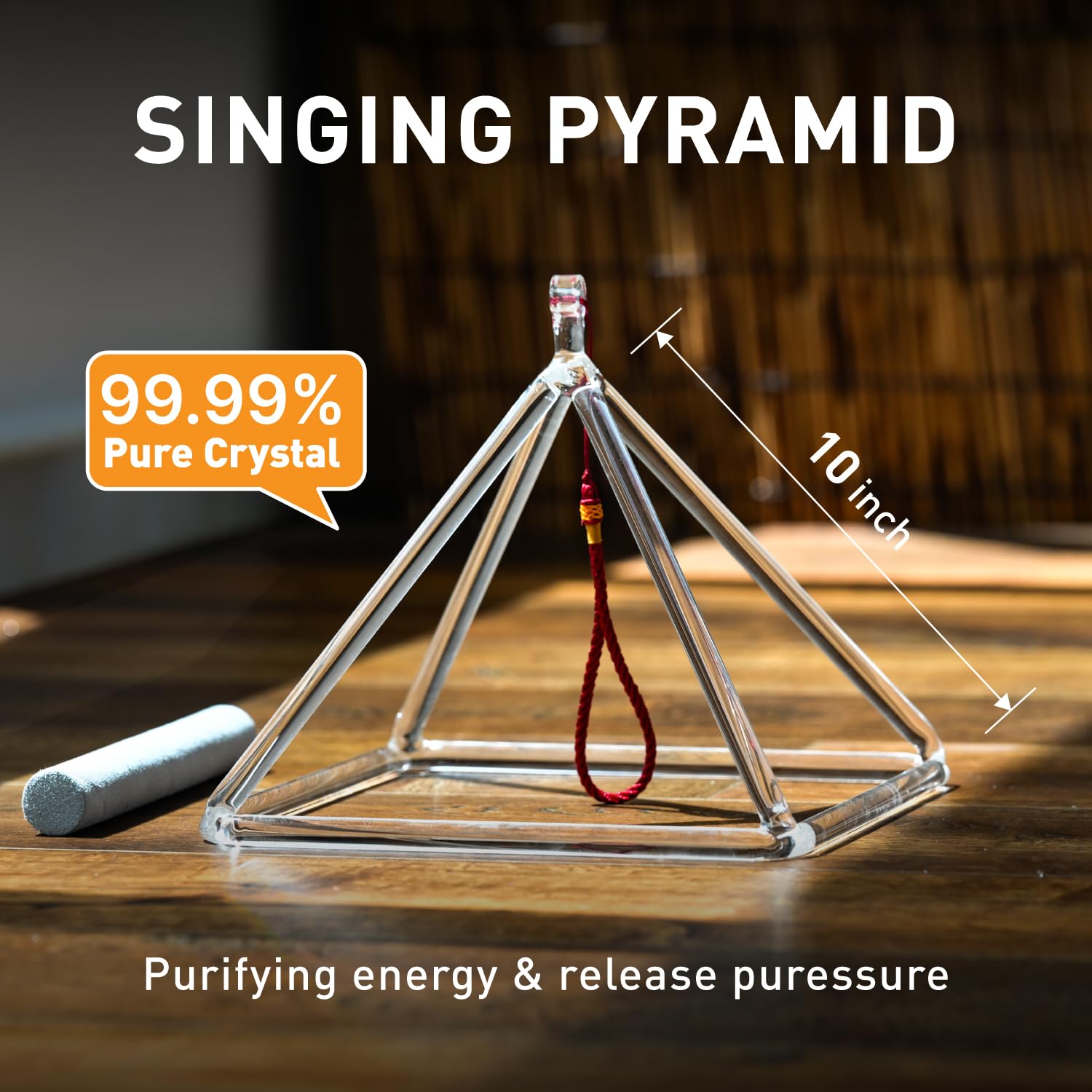 CVNC Quartz Crystal Singing Pyramid 10 Inch