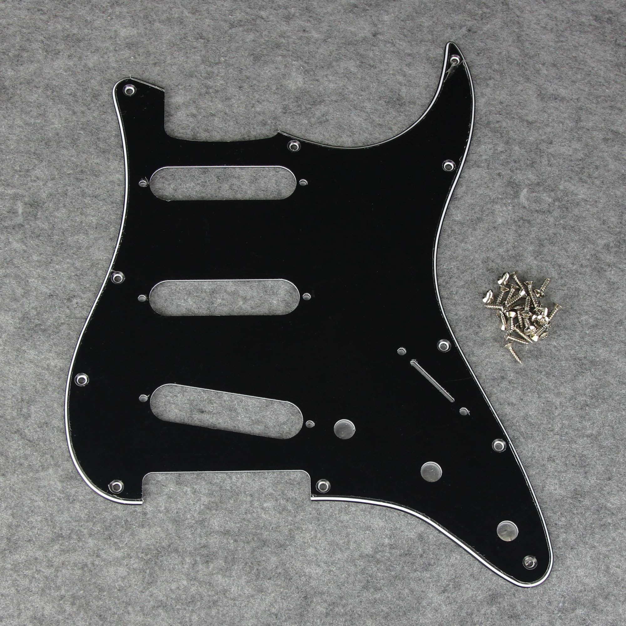 FLEOR 11 Holes ST Style Pickguard SSS Guitar Pickguard Pick Guard Scratchplate with Screws Set,3Ply Black