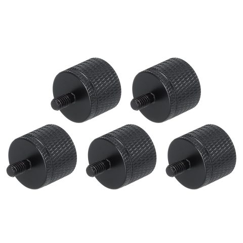 MECCANIXITY 5Pcs Mic Stand Adapter 1/4 Female to M4 Male Thread Screw Adapter Aluminum Alloy for Microphone Tripod Stand Mount, Black