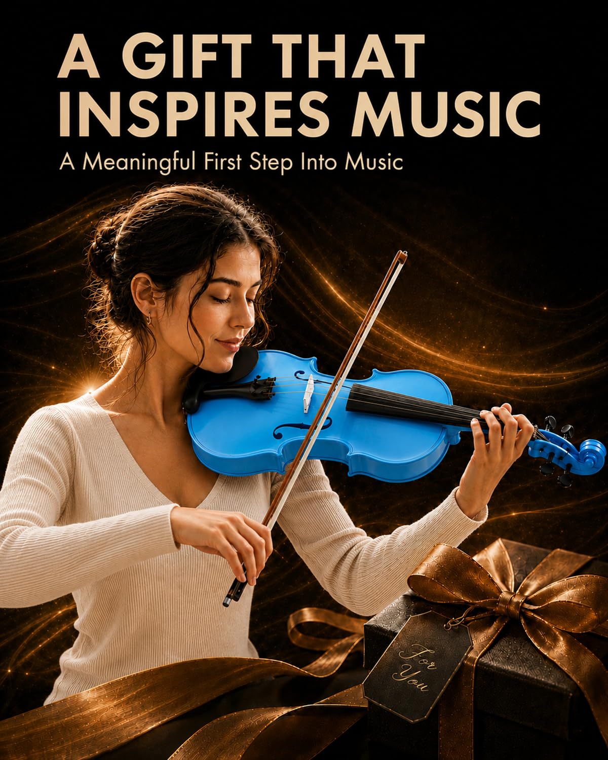 Beginner Violin 4/4, Full Size Violin for Adults, Teens, Student, Learners Age 12+, Acoustic Fiddle Kit with Hard Case, Bow, Rosin, Bridge (Sky Blue)