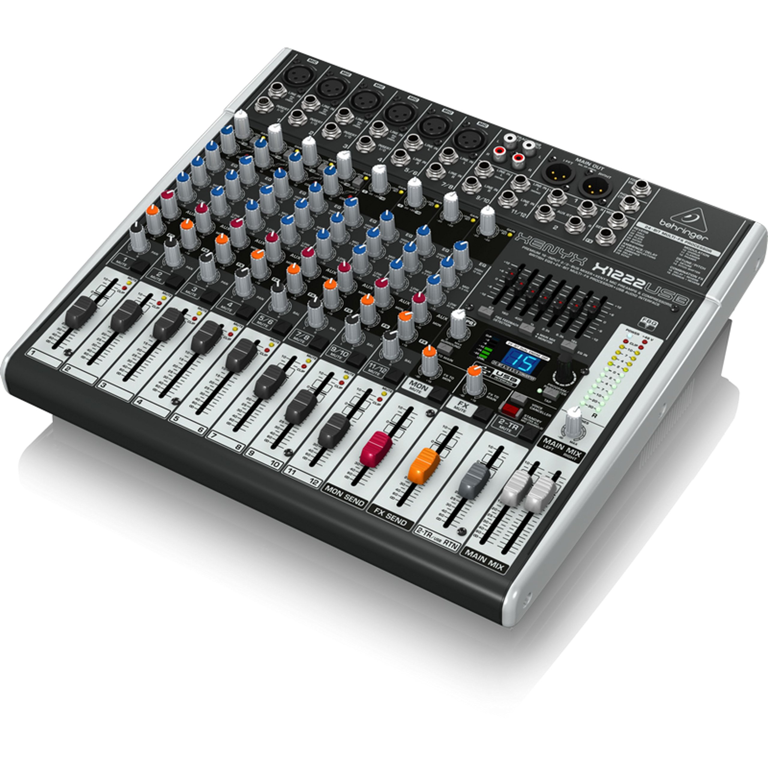 Behringer XENYX X1222USB Premium 16-Input 2/2-Bus Mixer with XENYX Mic Preamps and Compressors, British EQ, 24-Bit Multi-FX Processor and USB/Audio Interface