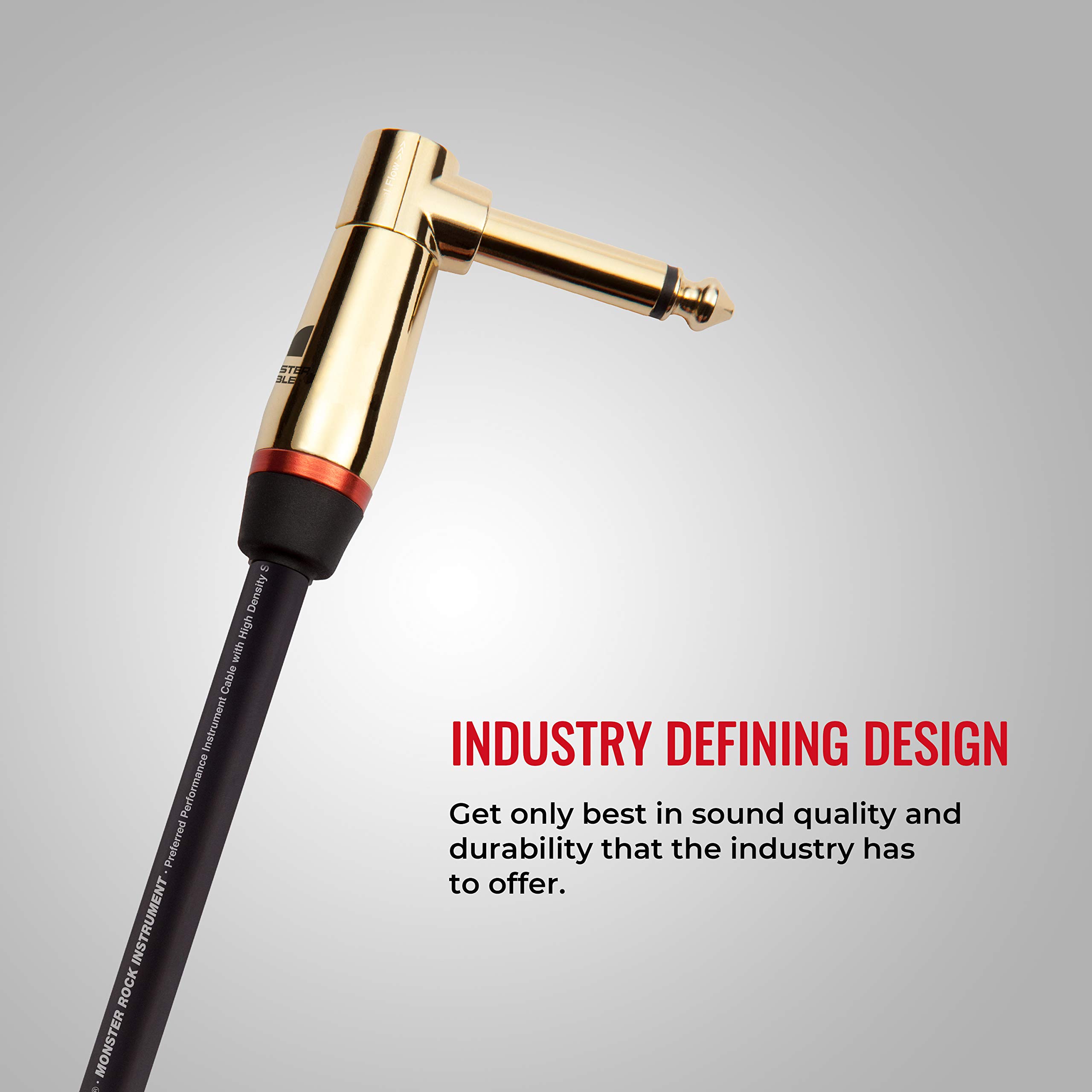 Monster Prolink Rock Instrument Cable – 8 in Right Angle to Right Angle for Electric Guitar – 95% Copper Braided Shielded