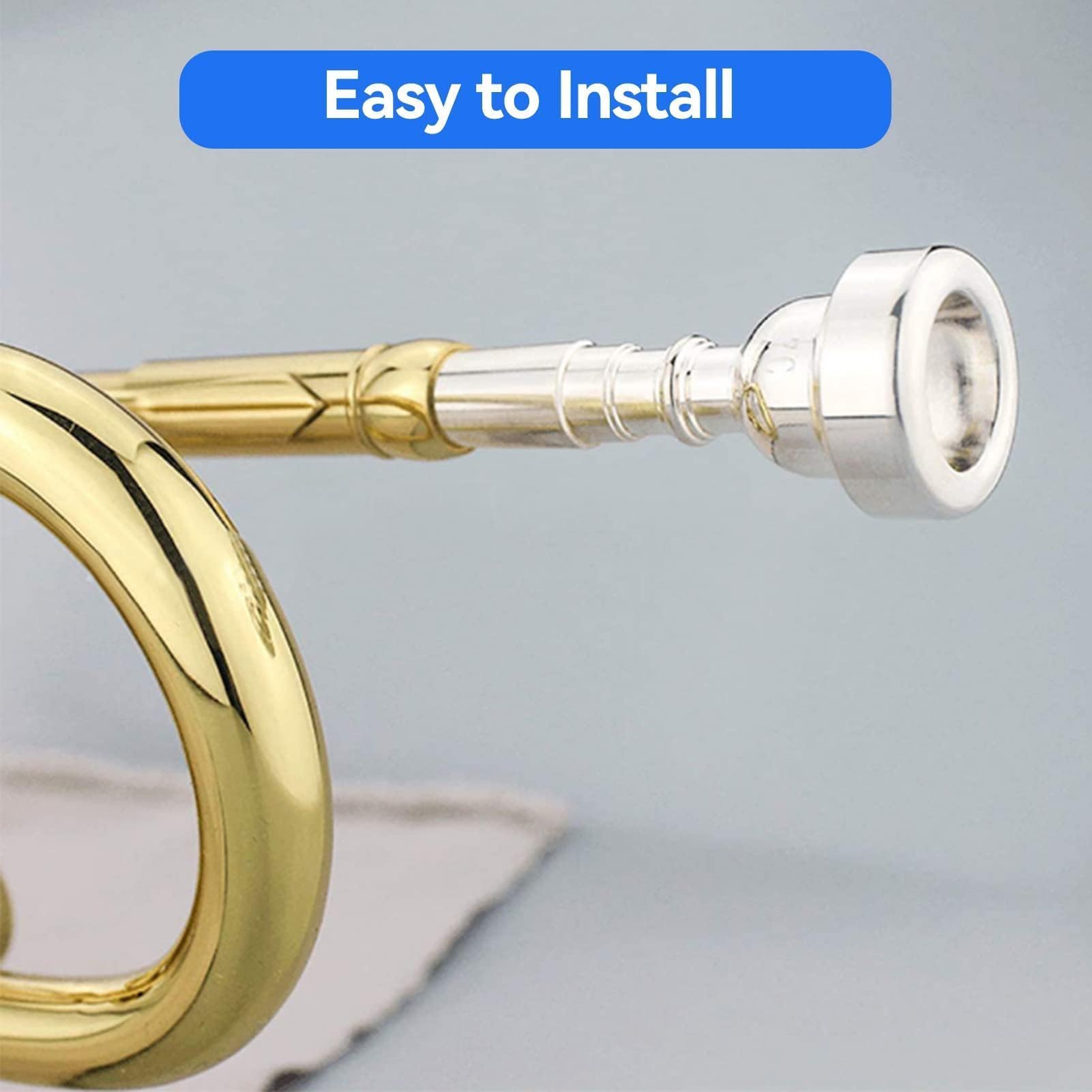 Bach Trumpet Mouthpiece 3C, New Silver Gold Plated Trumpet Mouthpiece 3C Size for Musical Instrument Accessory 3C Trumpet Mouthpiece (Silver)