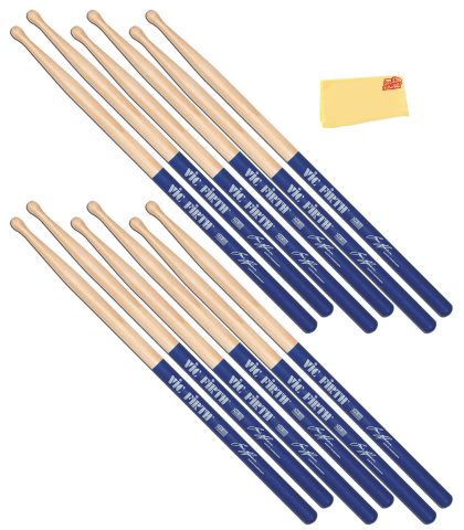 Vic Firth Signature Series Gavin Harrison Drumsticks – 6‑Pack Bundle with Austin Bazaar Polishing Cloth