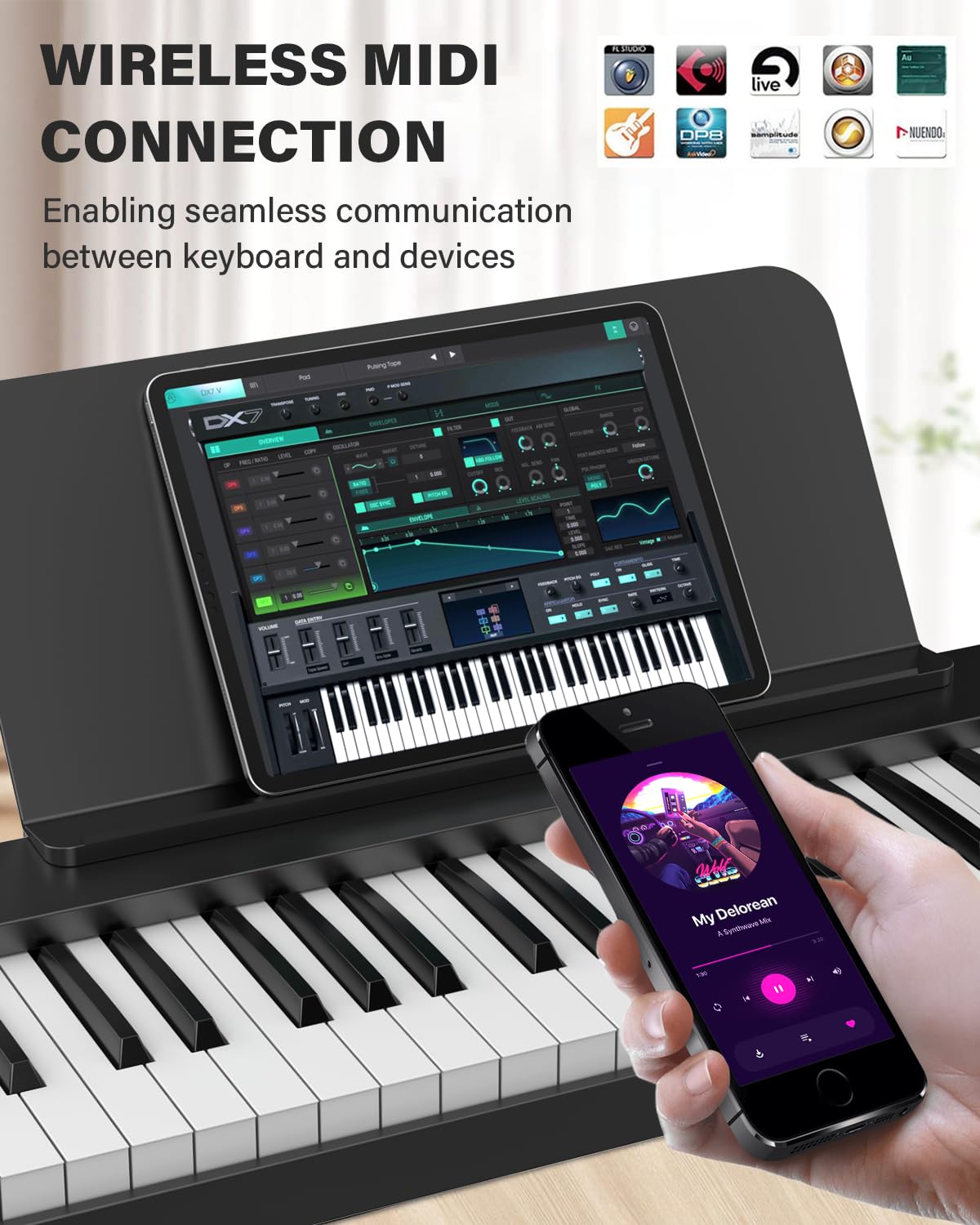 AiJoy 88 Keys Folding Piano keyboard with Colorful Light Up Keyboard Piano