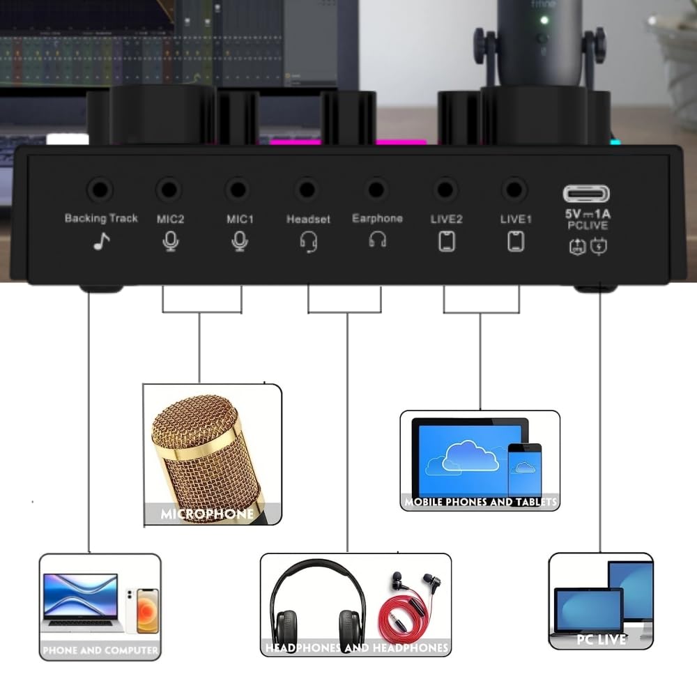 sktome Podcast Equipment Bundle, V8max Voice Changer with Podcast Microphone Bundle – Studio Condenser Microphone Perfect for Podcasting, Recording, Singing, Streaming and Gaming