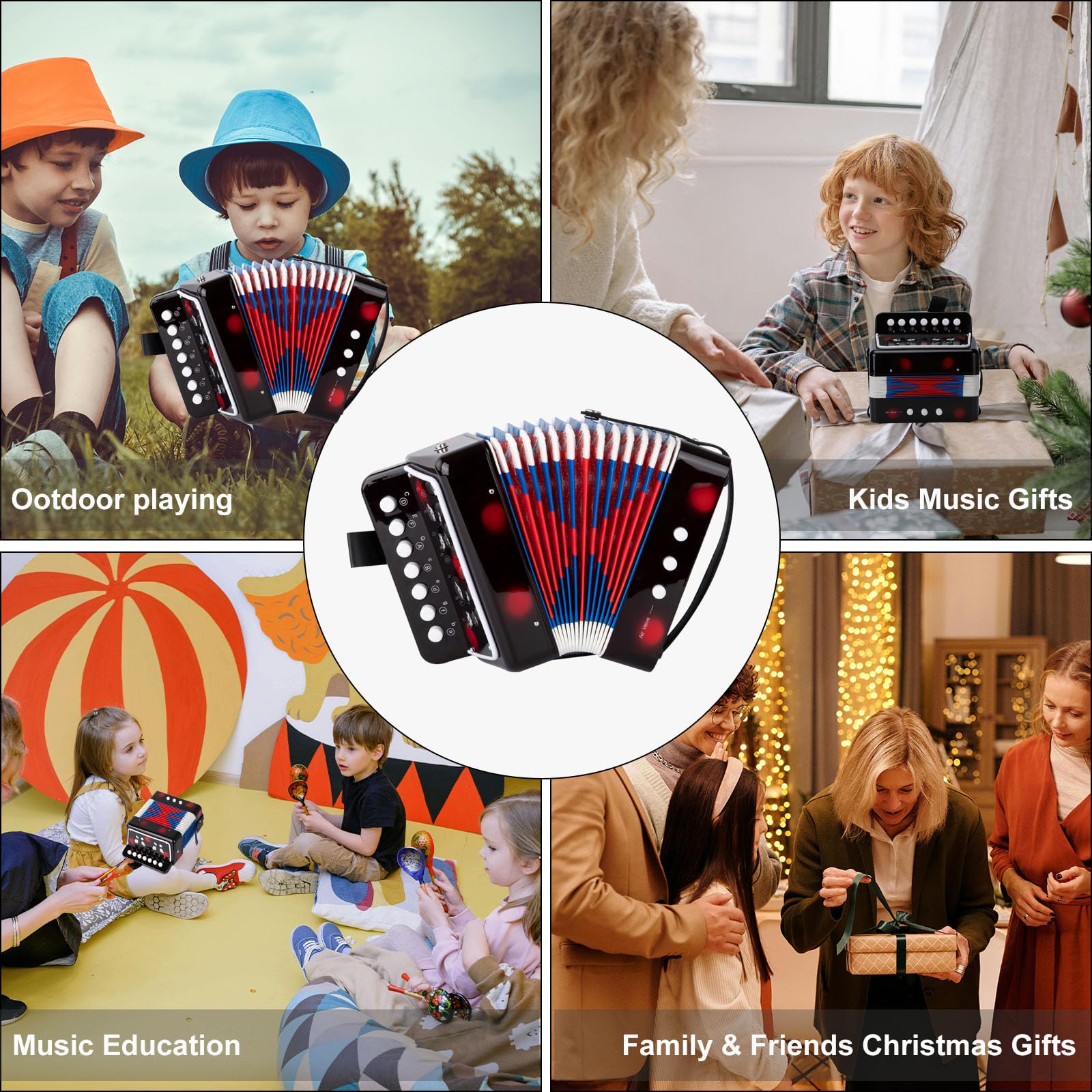 BGMUSER kids Accordion 10 Buttons Keys Toy Accordion MIni Accordian Musical Instrument for Children Beginners (Black)